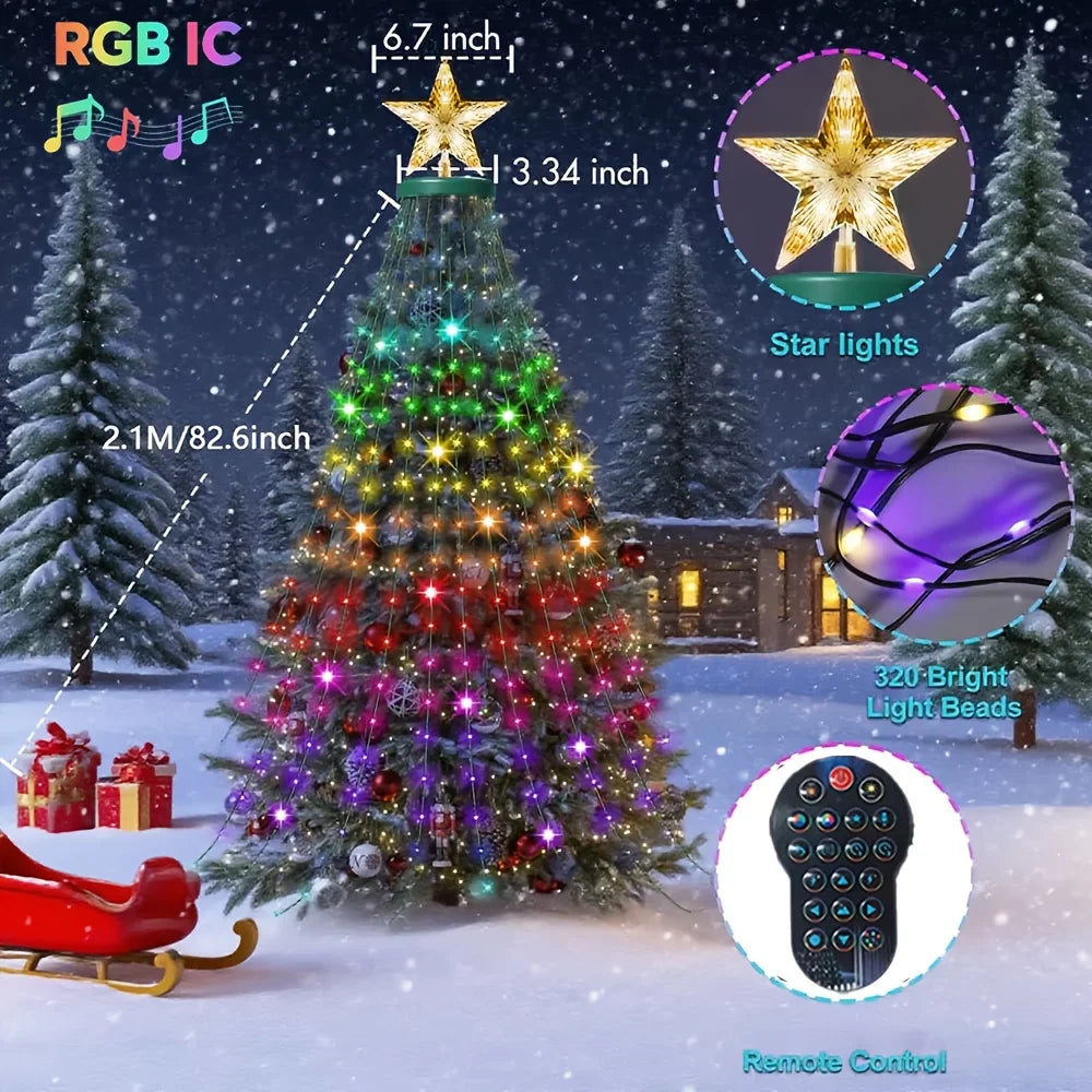 Smart Christmas Tree Light LED String Light with APP Control Music Sync Waterproof for Outdoor Indoor Christmas Tree Decoration