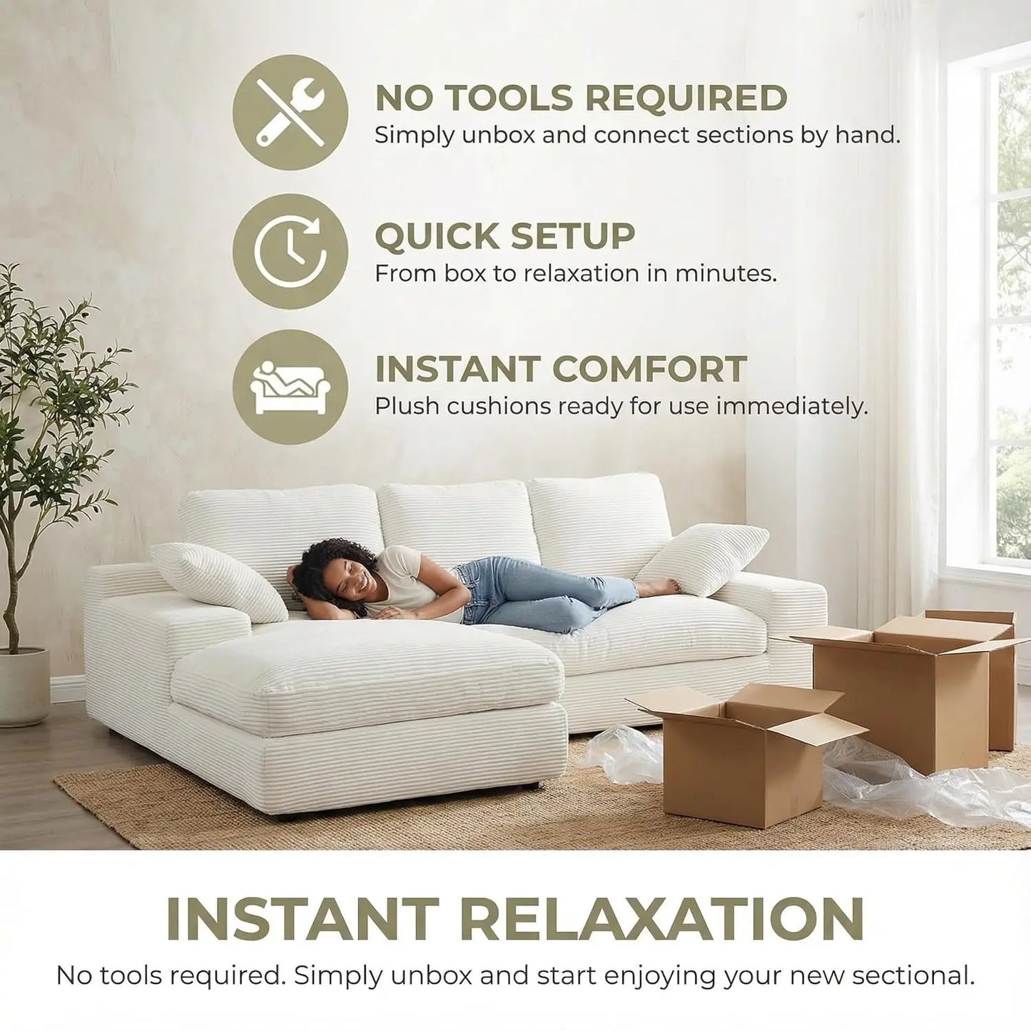 Cloud Sectional Sofa With Chaise L Shaped No Assembly Required