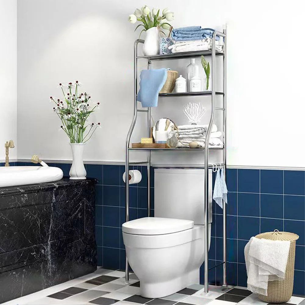 Studyset Over Toilet Storage Shelf 2-Tier Freestanding Metal Bathroom Organizer