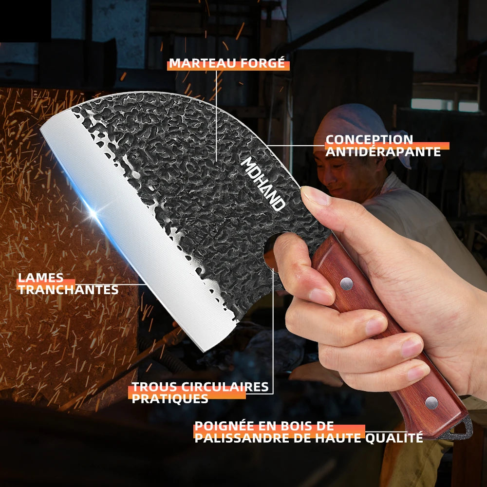 ZENG 14pcs Kitchen Knives Set Cleaver Meat Cut Steak Fillet Fish Knife Butcher Boning Hand Forged Blade with Sharpener