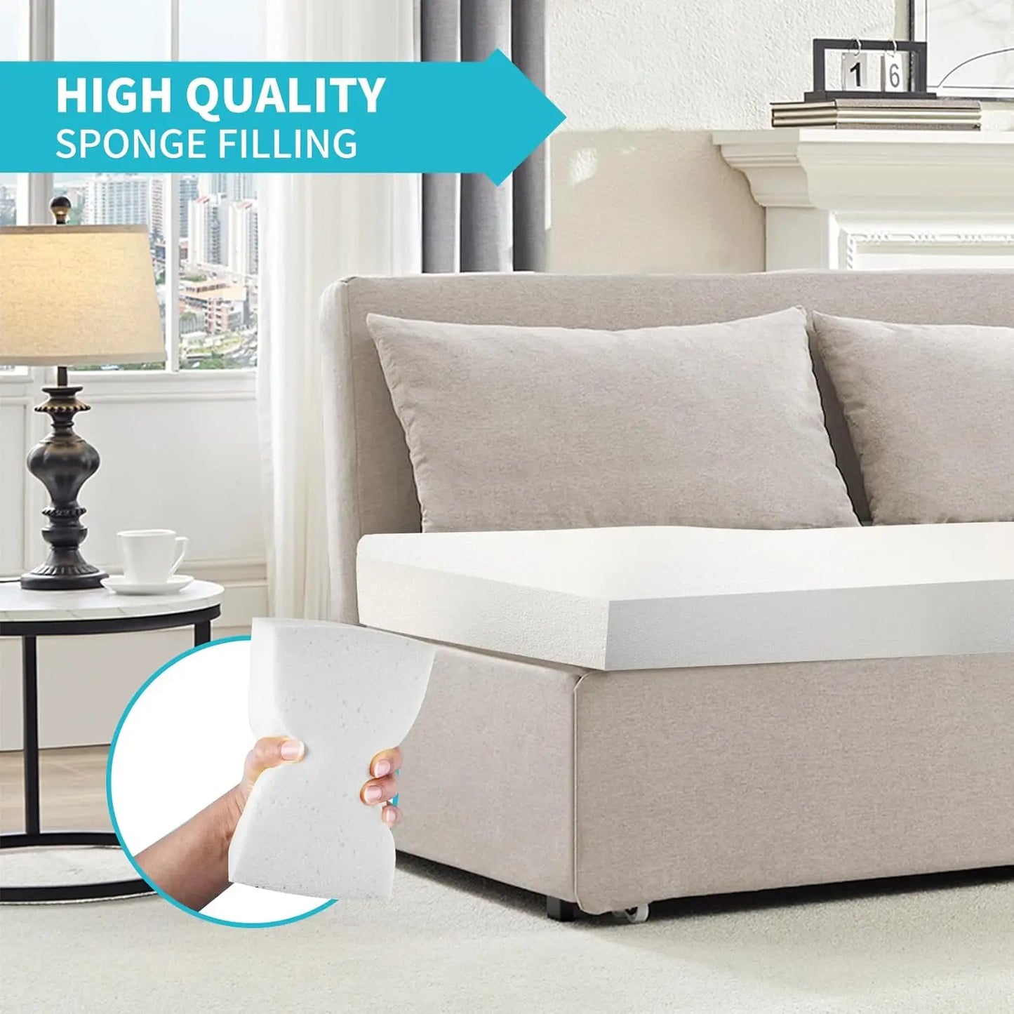 Queen Pull Out Sofa Bed Linen Convertible Couch With Pillows