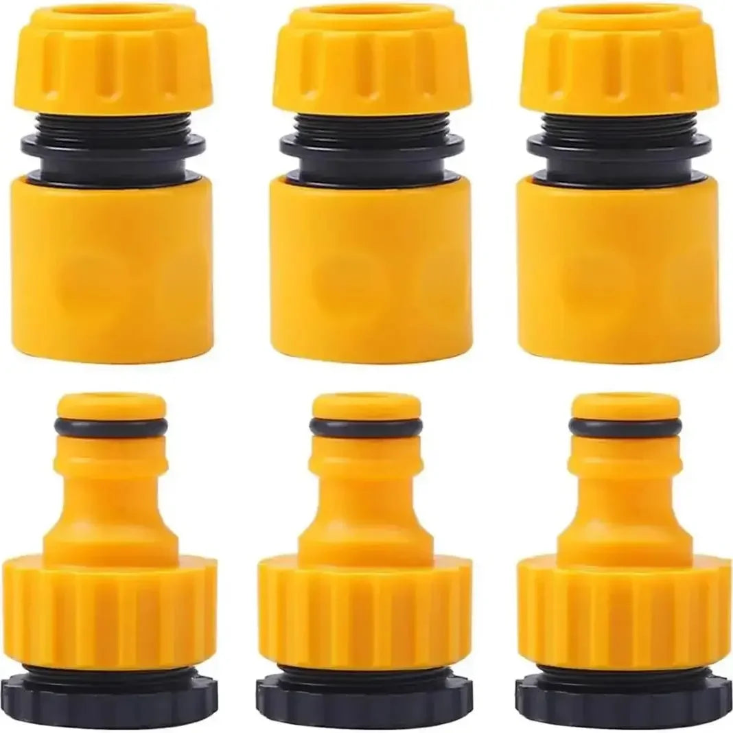 6 Piece Garden Quick Hose Connectors Double Male Adapter Set