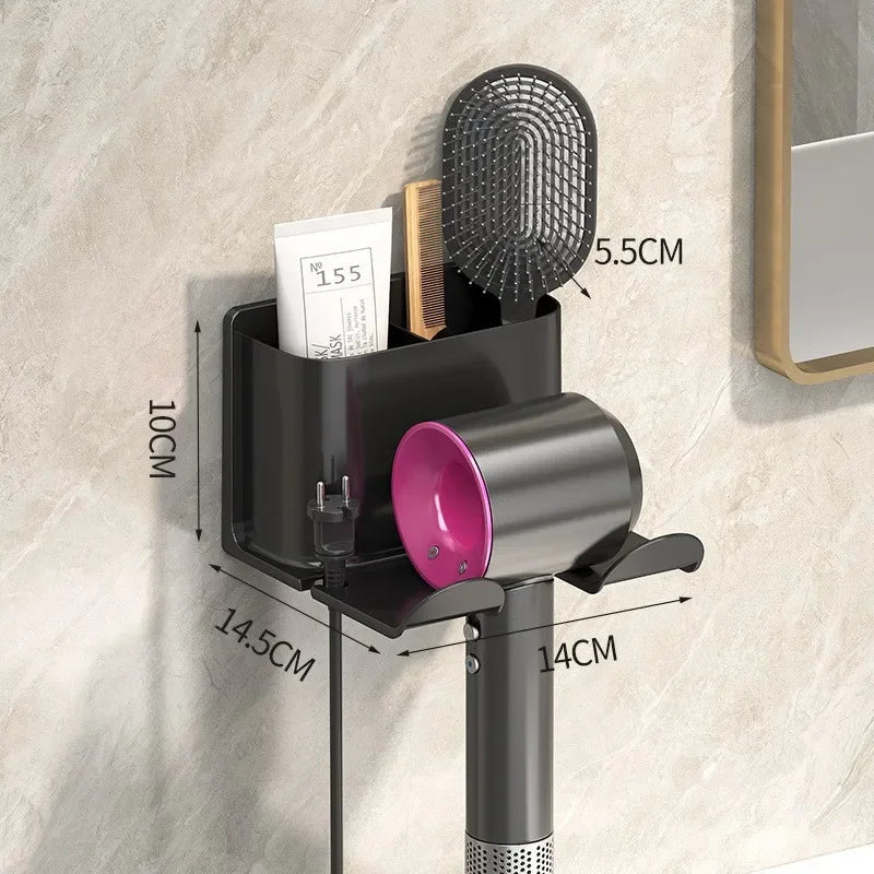 Wall Mounted Hair Dryer Holder And Straightener Stand Bathroom Organizer