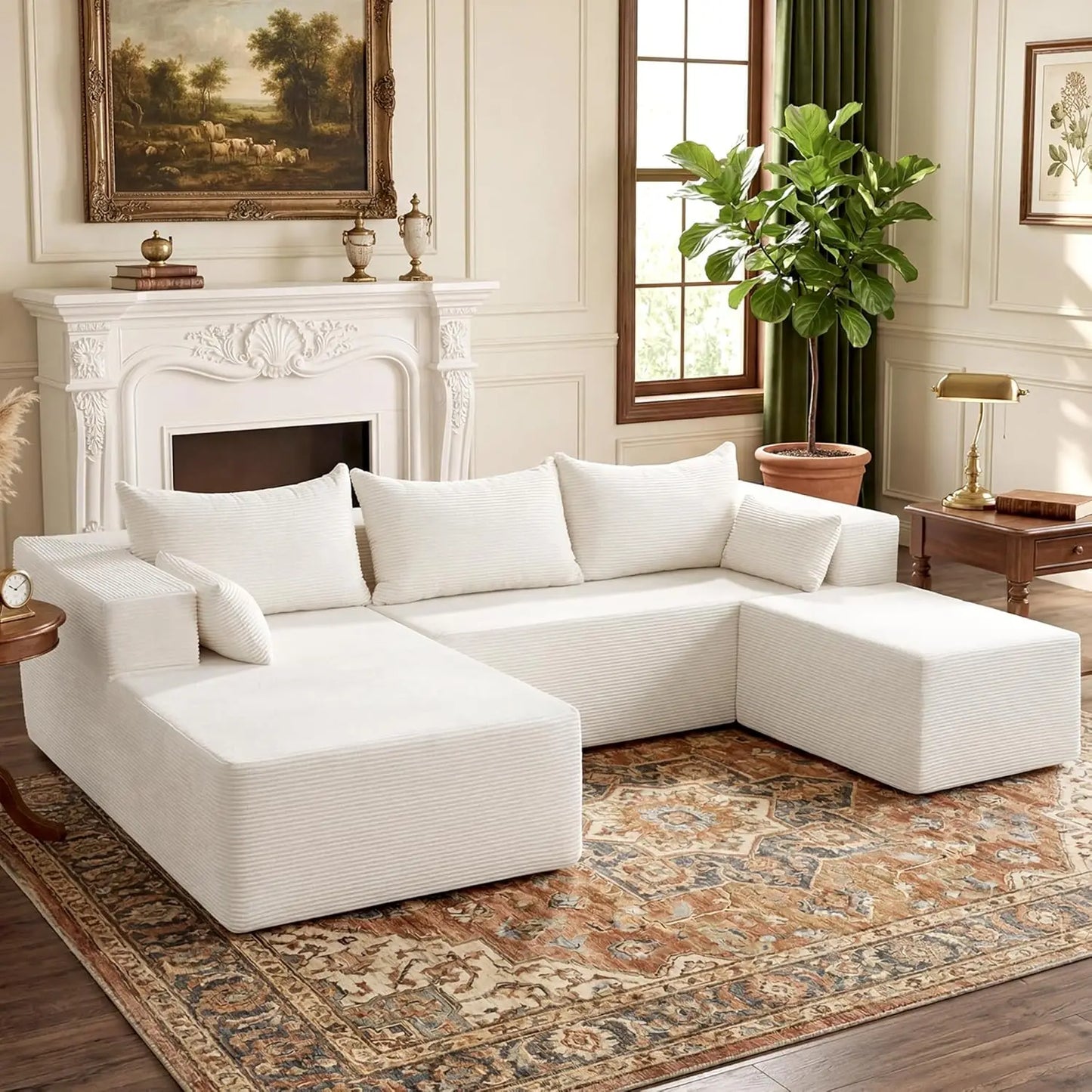Cloud Sectional Sofa U Shaped With Deep Seat And Ottoman