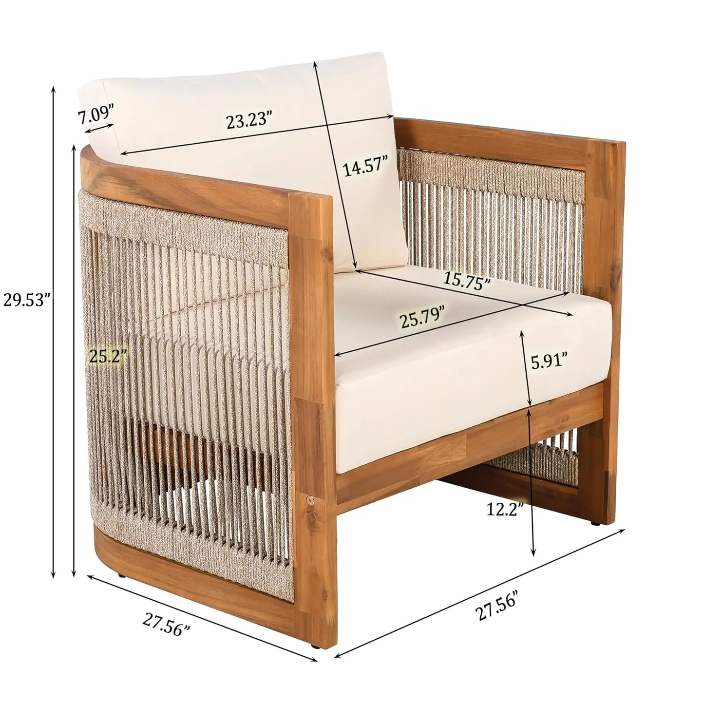 Acacia Wood 4 Piece Patio Conversation Set Outdoor Furniture