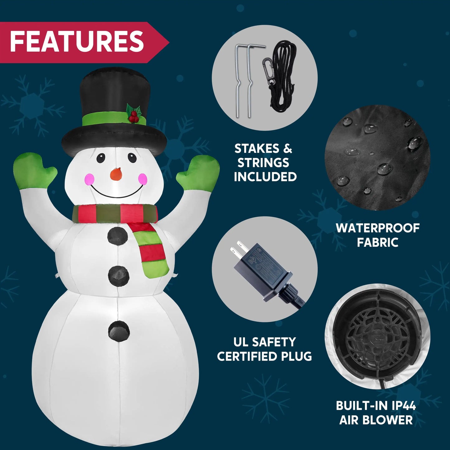 Syncfun 6 FT Christmas Inflatables Snowman Outdoor Decorations Christmas with Built-in LEDs for Holiday Party Garden Lawn Decor