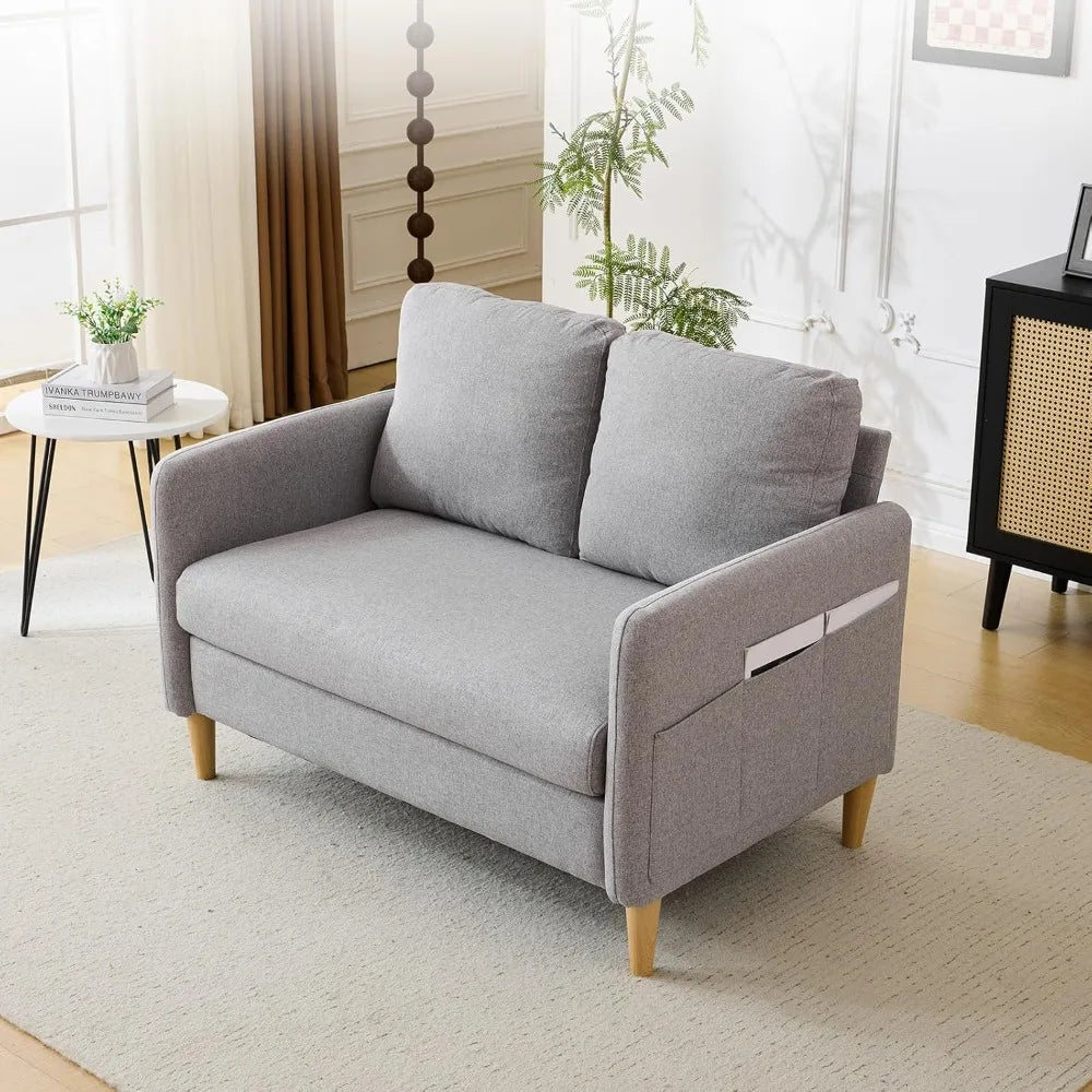 DAFIFY Linen Loveseat Sofa Modern Mid Century Living Room