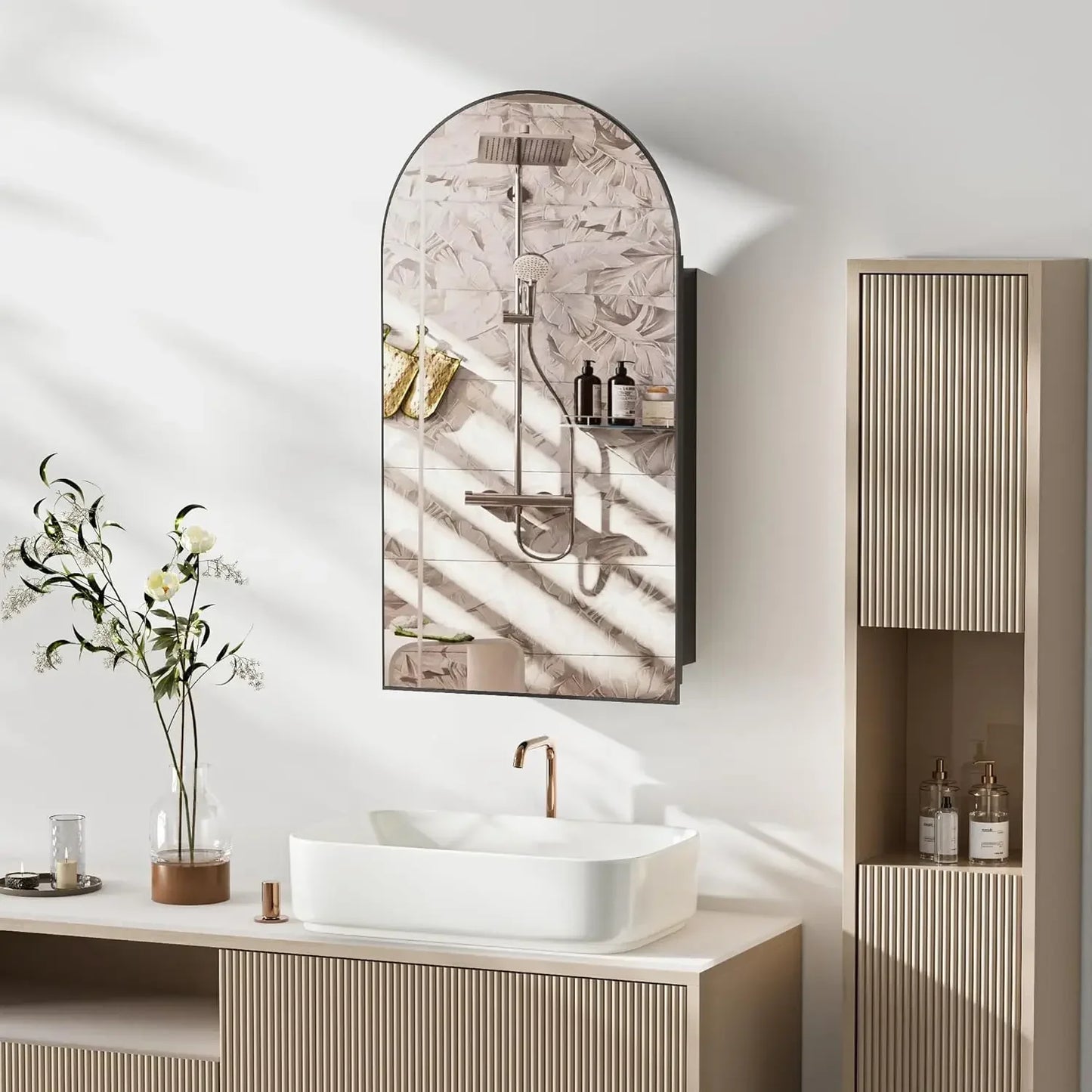 Bathroom Medicine Cabinet With Mirror Wall Mounted Vanity Shelves