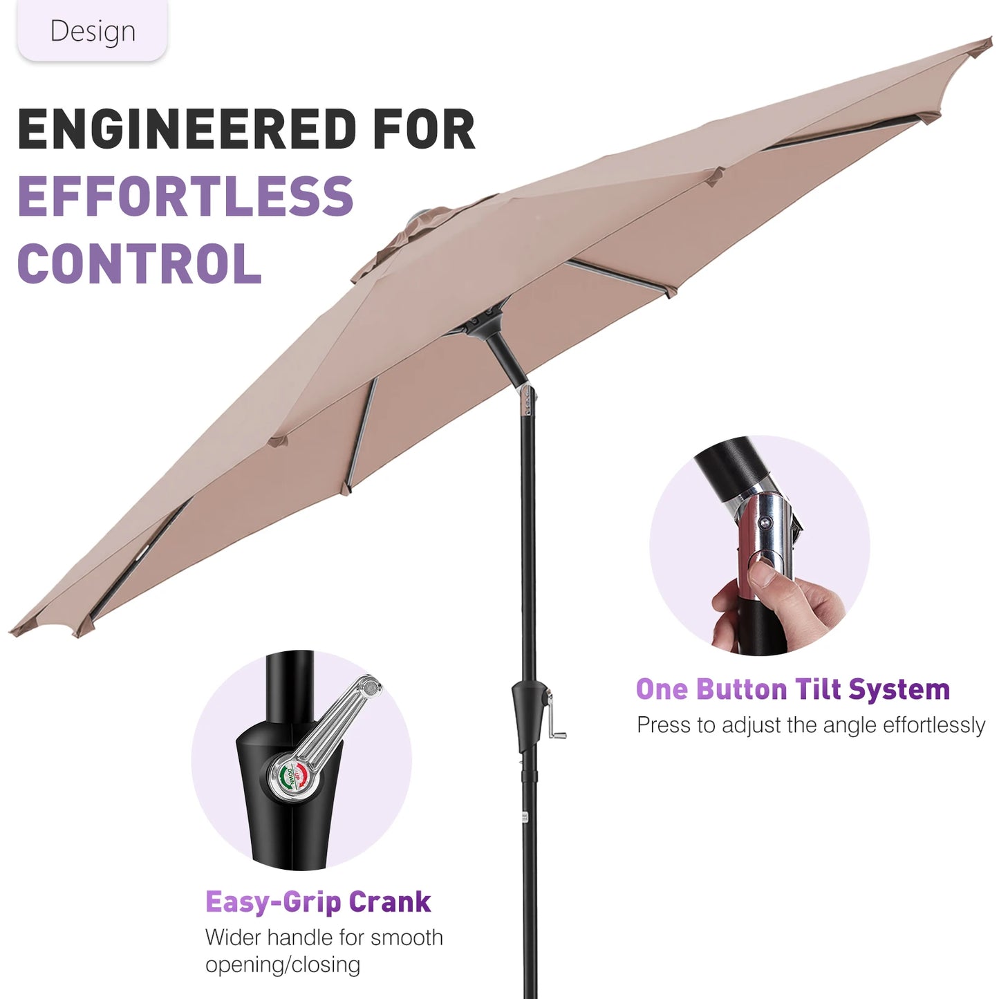 JHK Patio Umbrella With Tilt And Crank Waterproof Outdoor