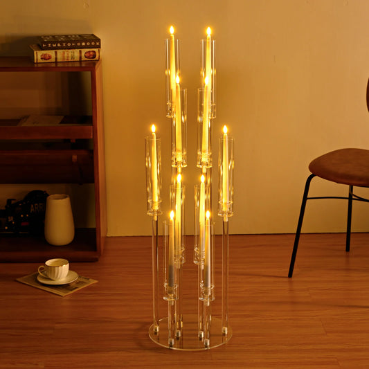 VINCIGANTCandle 4Pack 10 Arm Acrylic Candelabra Centerpieces For Tables Lampshade