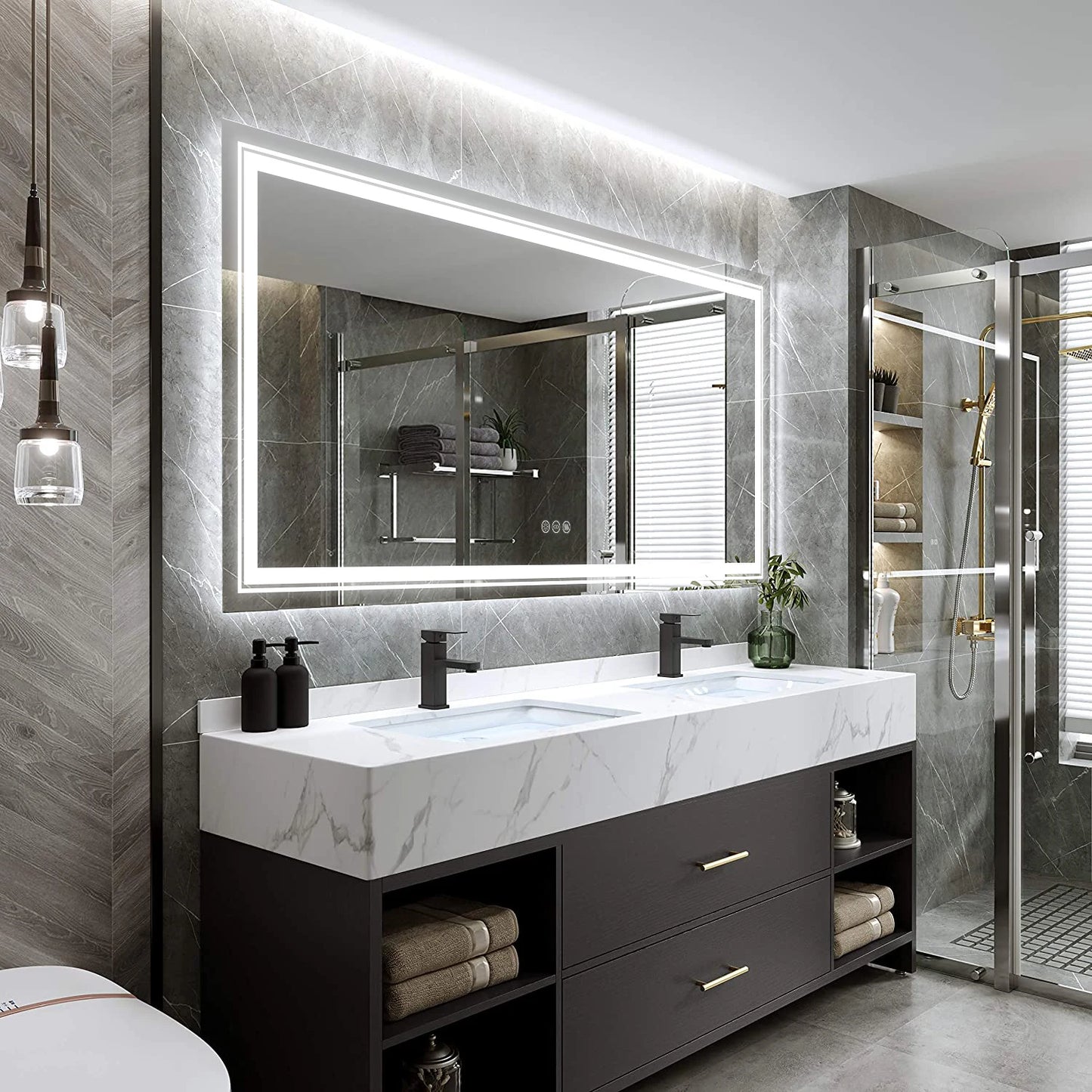 Wisfor LED Bathroom Mirror With Lights Anti Fog Dimmable Backlit