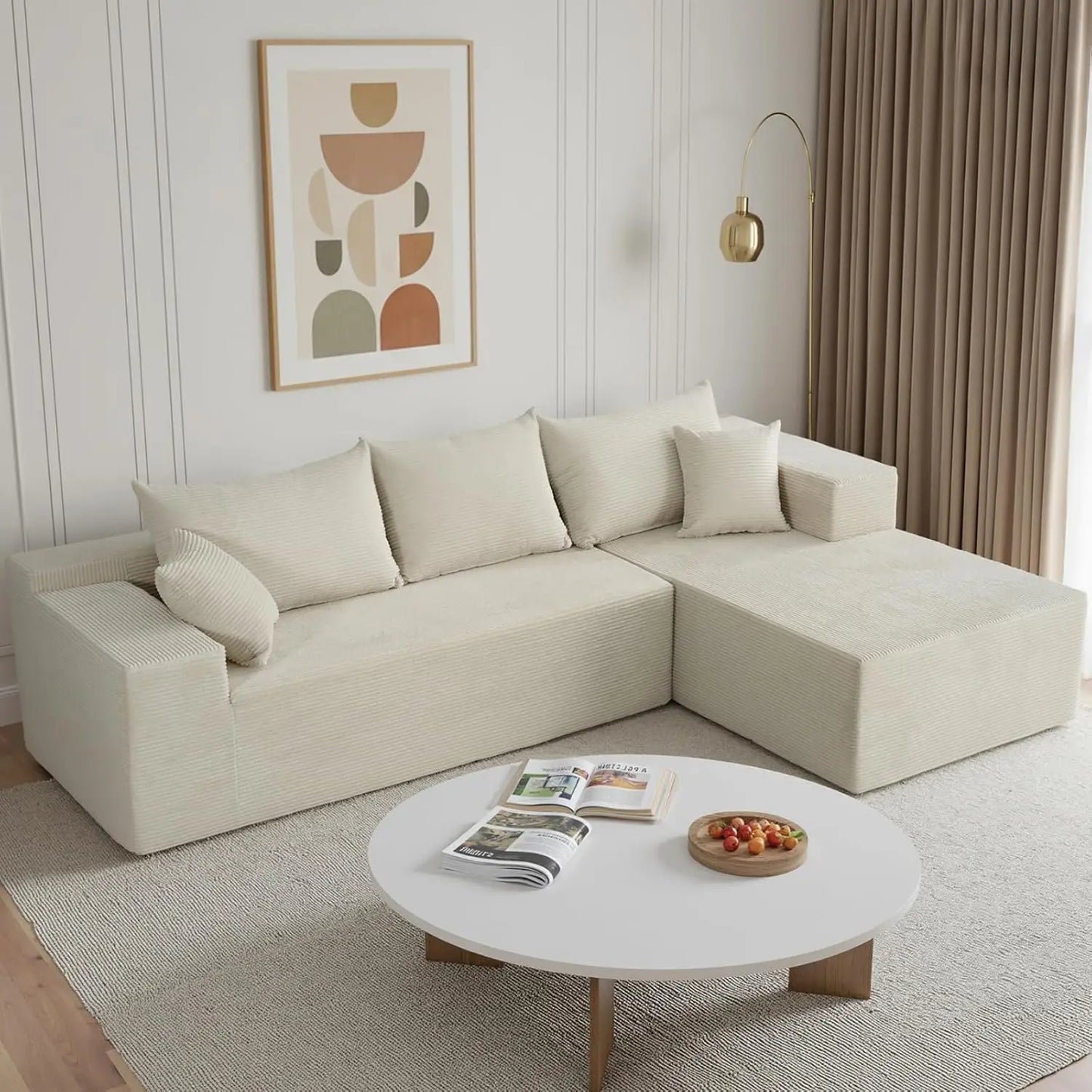 L Shaped Sectional Sofa With Chaise Modern Velvet Couch