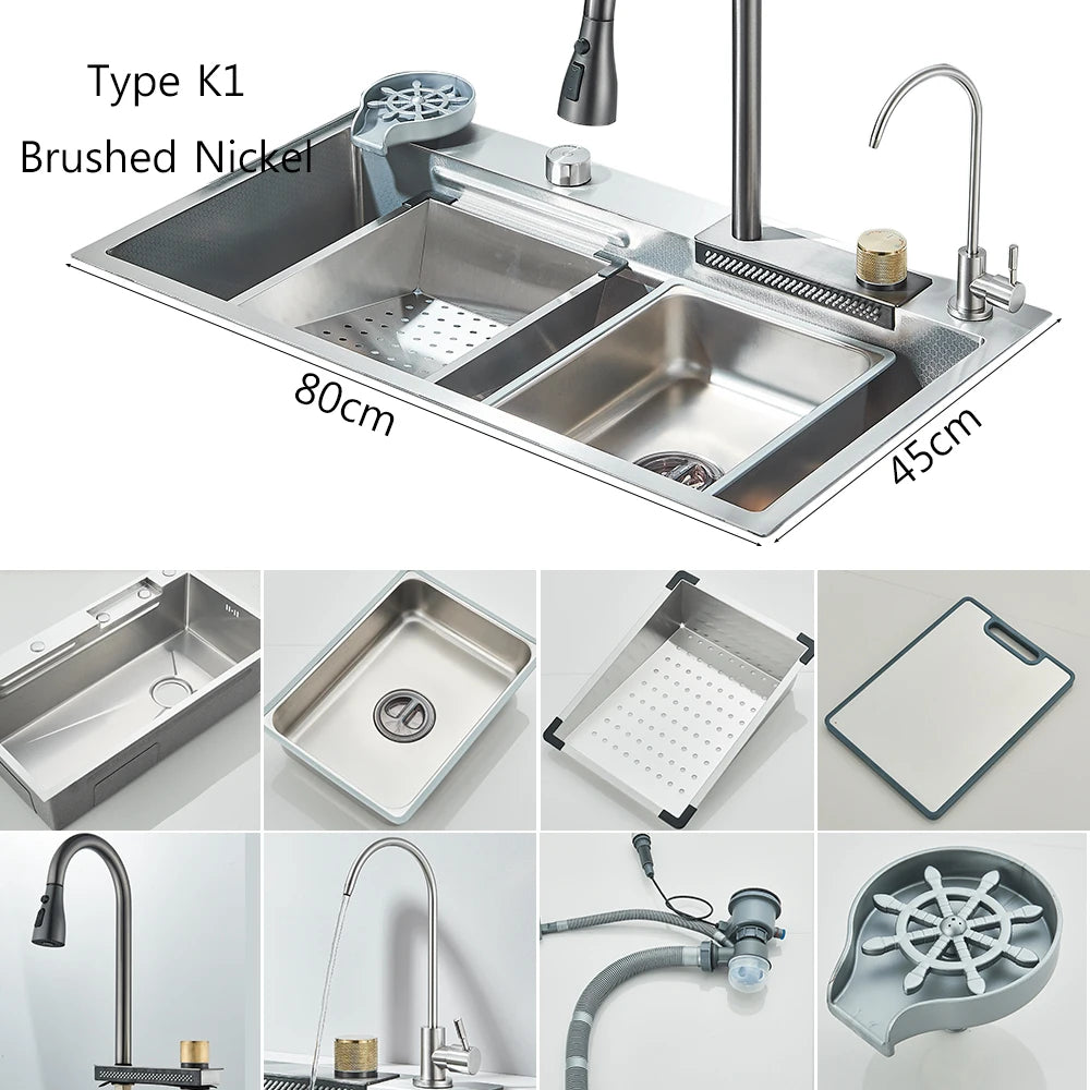 MYQualife Stainless Steel Undermount Kitchen Sink Set With Faucet