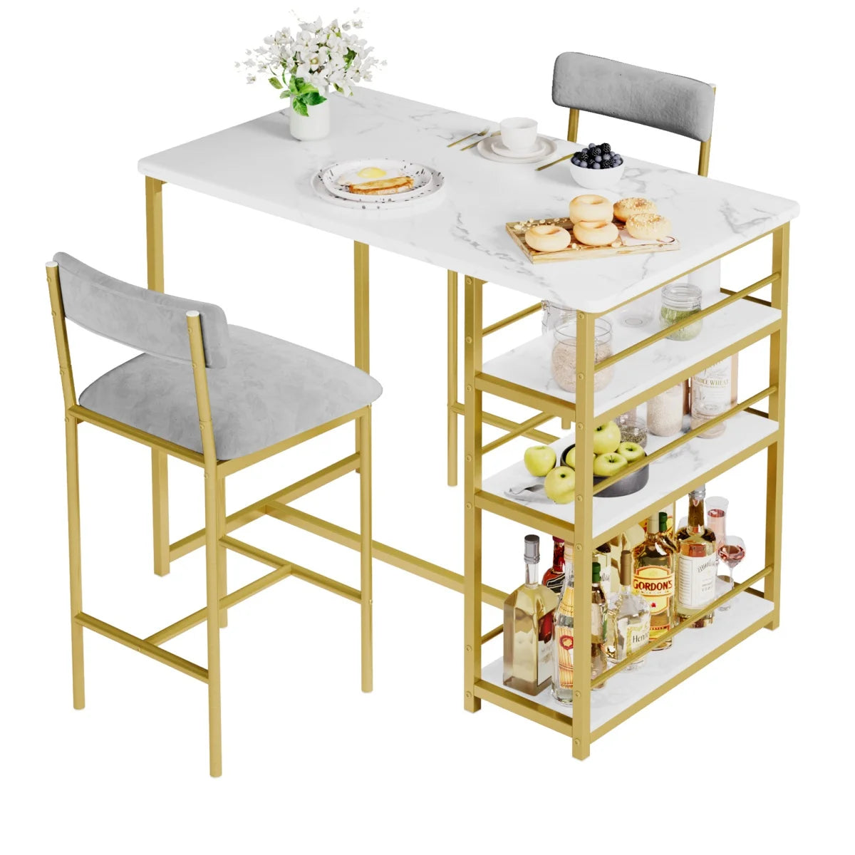 HiMISS 2 Person Dining Table Set Bar Table And Chairs