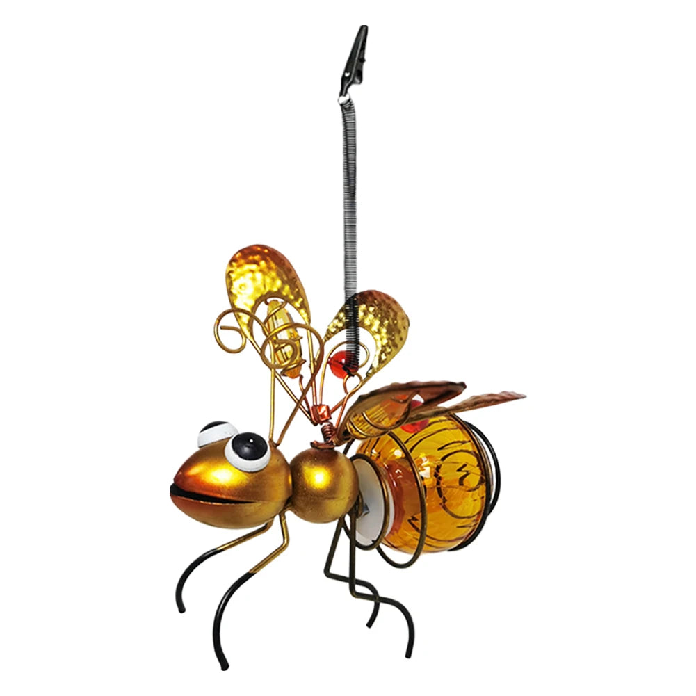 Solar Iron Insect Statue With LED Fairy Lights Outdoor Garden