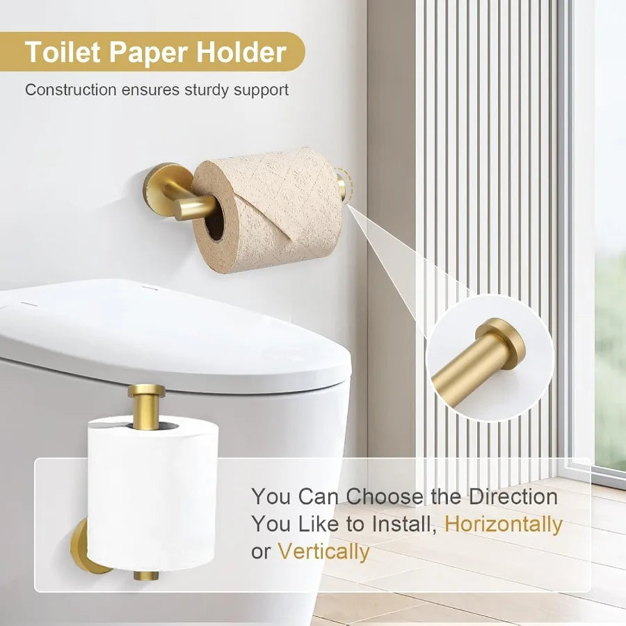 XIUWO 5 Piece Brushed Bathroom Accessories Set Stainless Steel Hardware