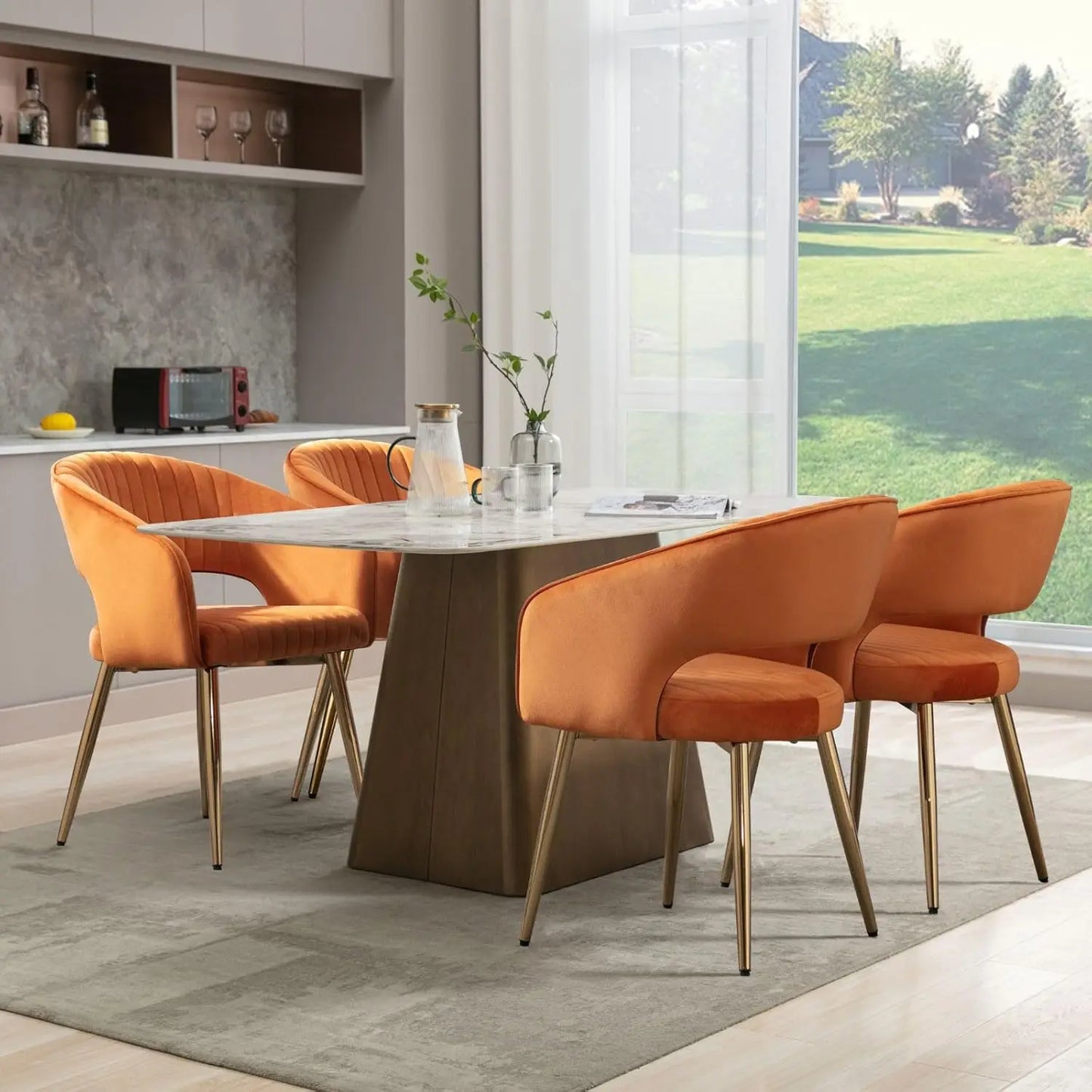 Frame Faux Leather Dining Chairs Set Of 4 With Arms