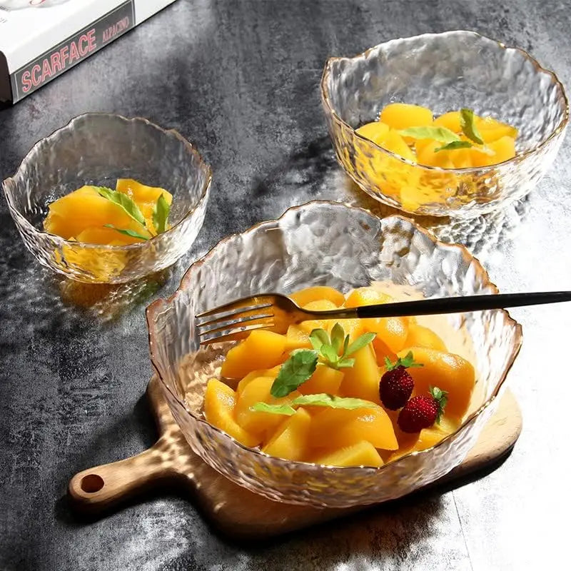 Glass Flower Shape Salad Bowl Serving Dish For Kitchen Decor
