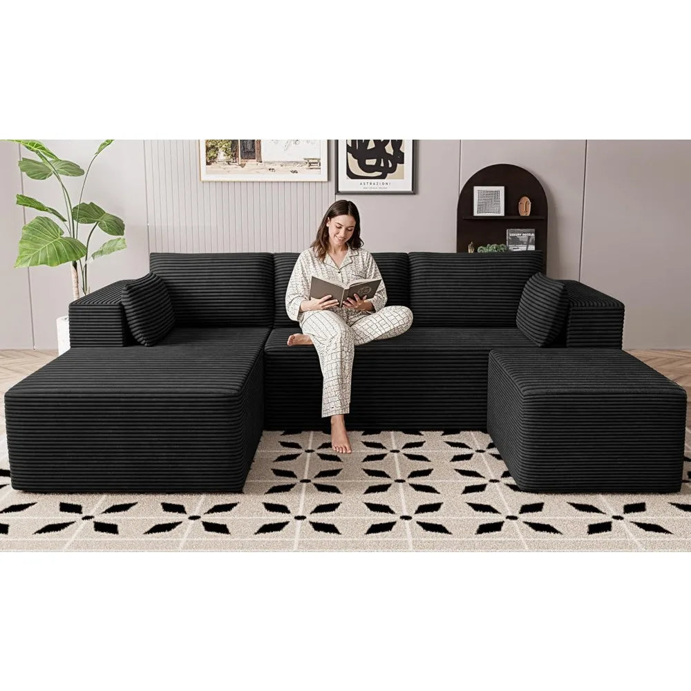 Cloud Sectional Sofa U Shaped With Deep Seat And Ottoman