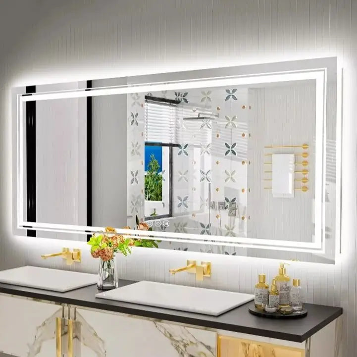 Illuminated LED Bathroom Mirror Wall Mounted Front And Backlit Lights