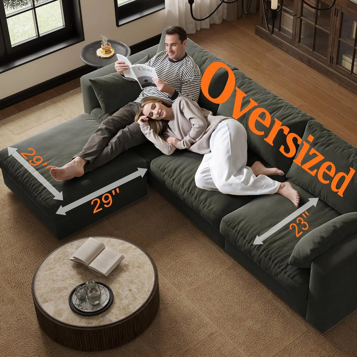 Cloud Modular Sectional Sofa With Storage Ottoman For Living Room