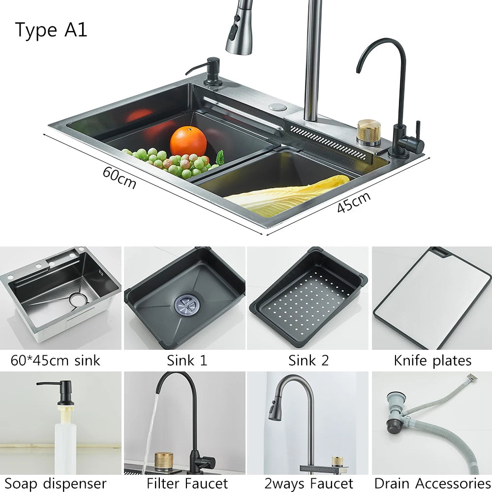 MYQualife Stainless Steel Undermount Kitchen Sink Set With Faucet