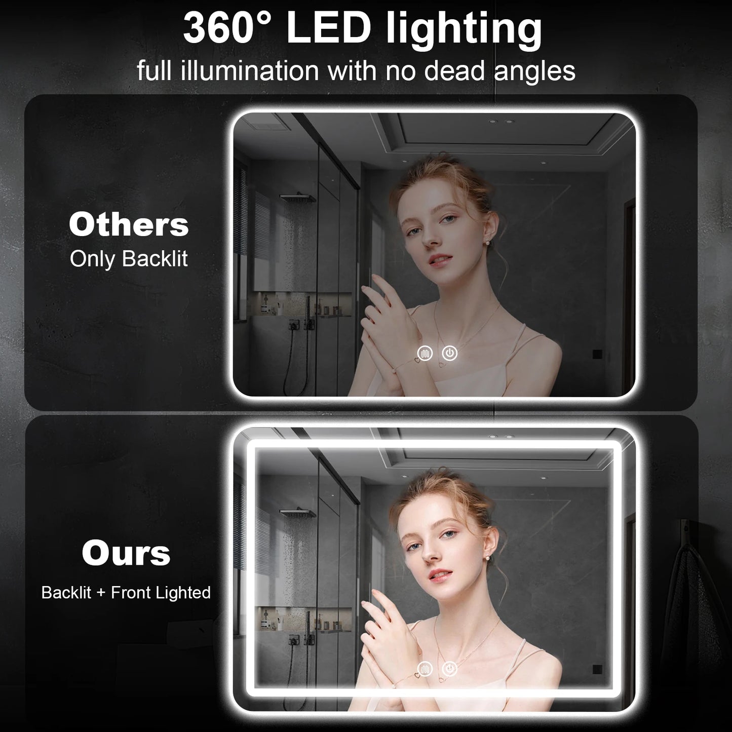 MYGIIVOVO LED Bathroom Vanity Mirror With Backlit Lights Demister