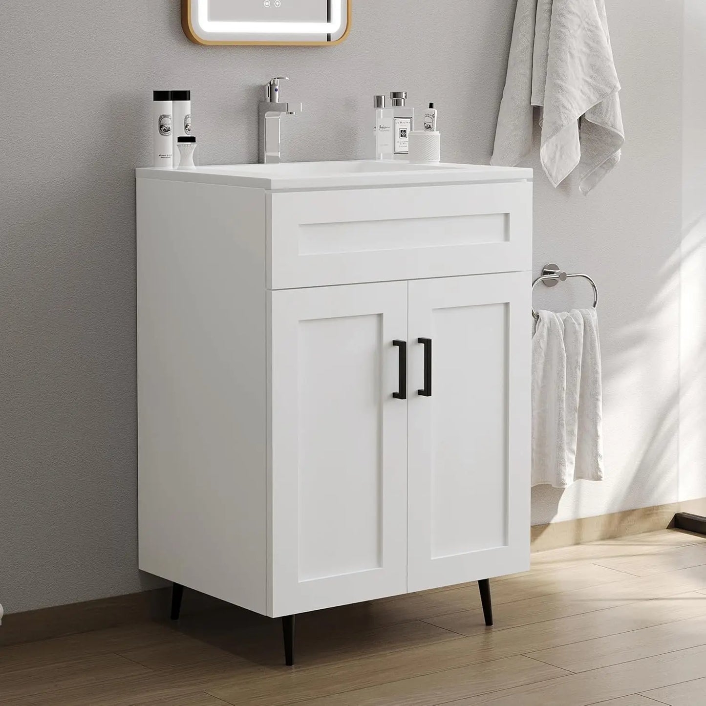 Bathroom Vanity With Sink Modern Wooden Freestanding Cabinet