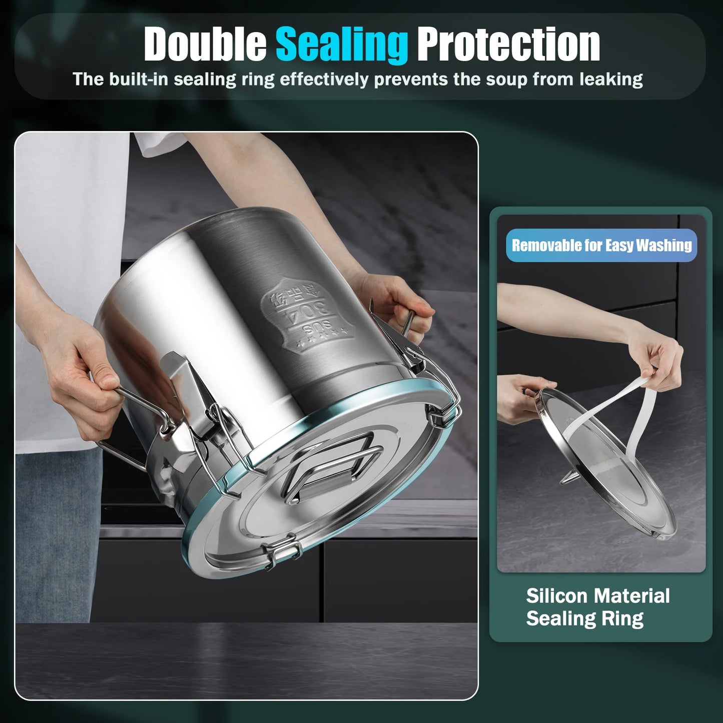 12L Stainless Steel Cereal Container Metal Kitchen Rice Oil Storage Bucket Airtight Durable Corrosion Resistant for Flour Cereal
