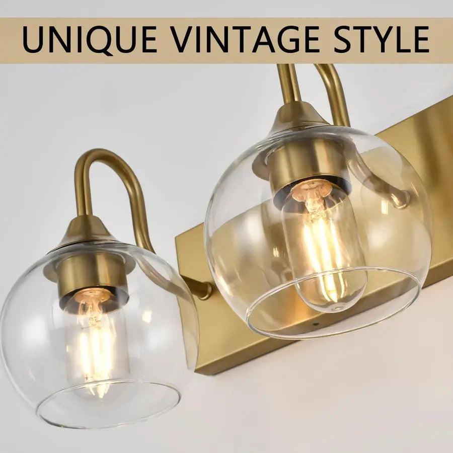 Three Light Vanity Light Over Mirror Clear Glass Globe Shade