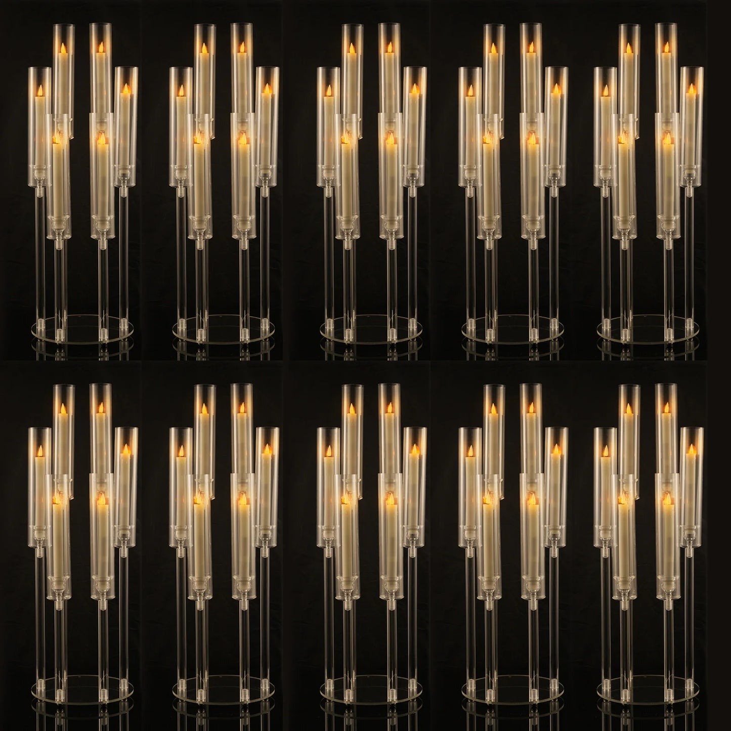 VINCIGANTCandle 10pc 6 Arm Acrylic Candelabras Taper Candle Holders Wedding