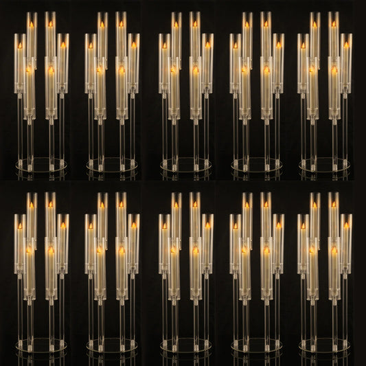 VINCIGANTCandle 10pc 6 Arm Acrylic Candelabras Taper Candle Holders Wedding