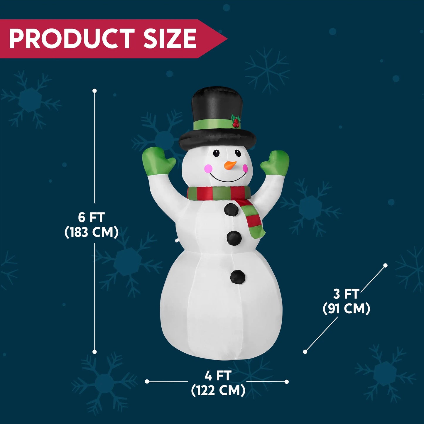 Syncfun 6 FT Christmas Inflatables Snowman Outdoor Decorations Christmas with Built-in LEDs for Holiday Party Garden Lawn Decor