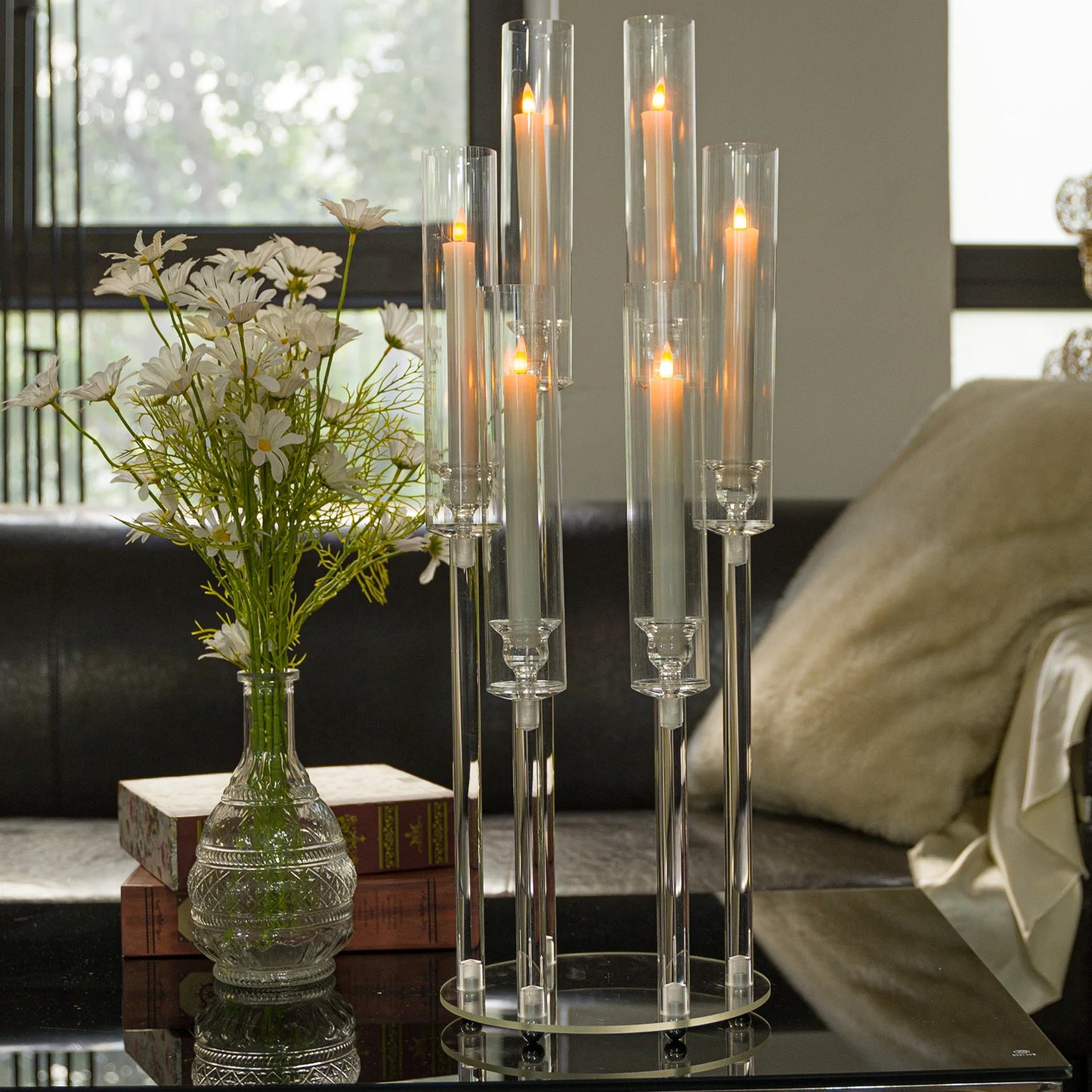 VINCIGANTCandle 10pc 6 Arm Acrylic Candelabras Taper Candle Holders Wedding