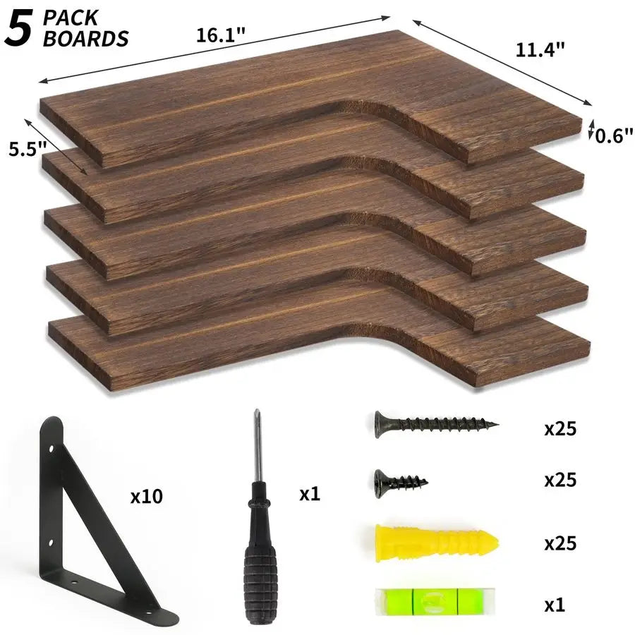 XMSJ Floating Wall Shelves Rustic Corner Shelf For Bathroom Kitchen Living Room