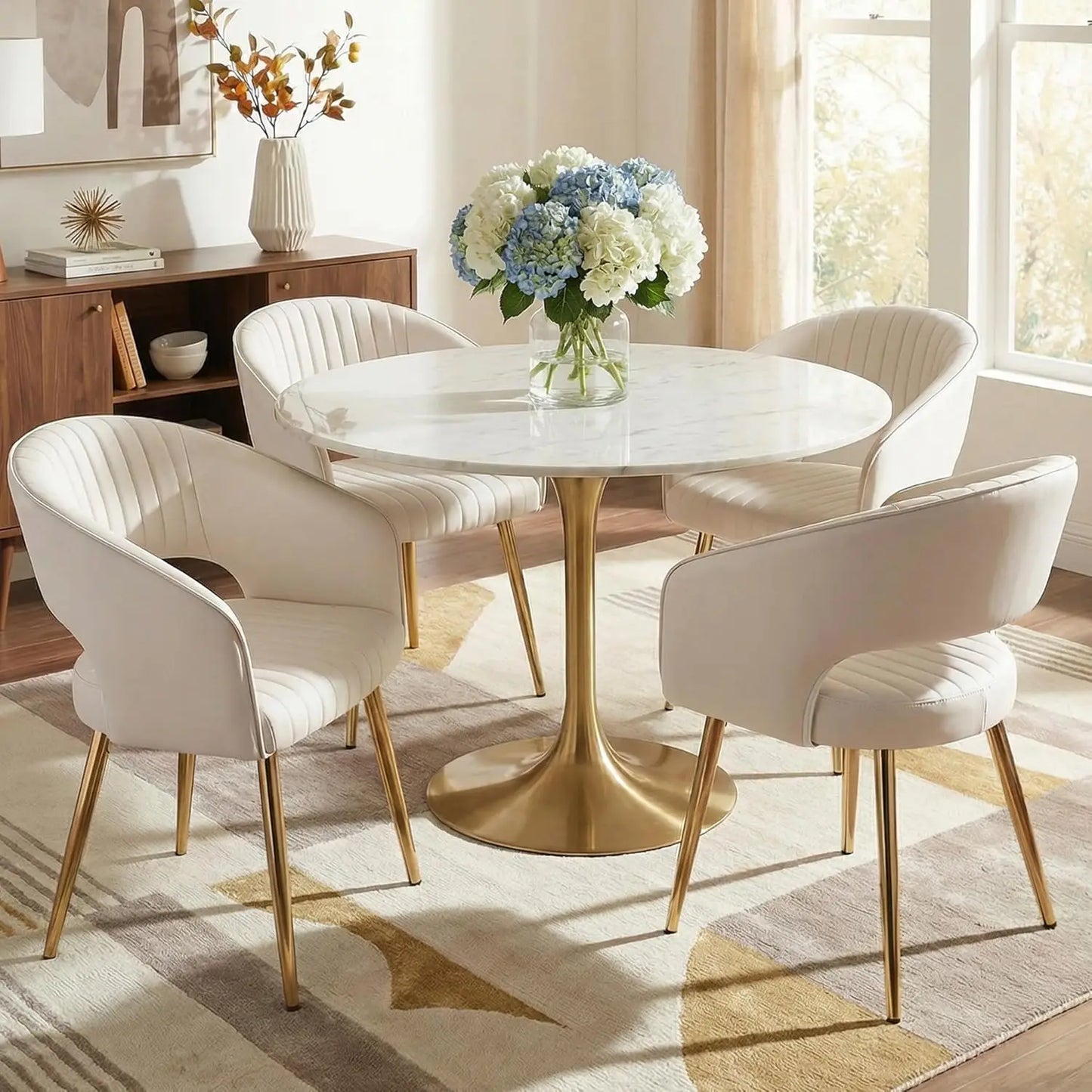 Frame Faux Leather Dining Chairs Set Of 4 With Arms