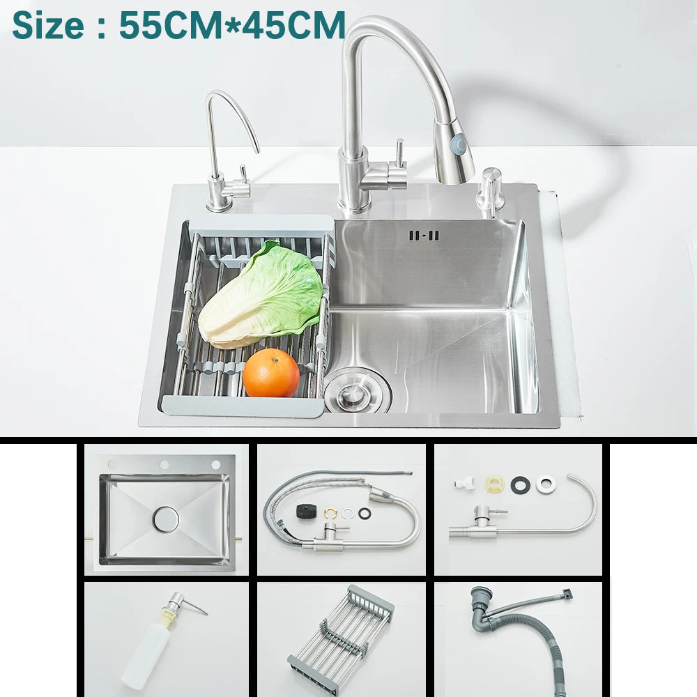 Undermount Stainless Steel Single Bowl Sink Four-Hole With Faucet