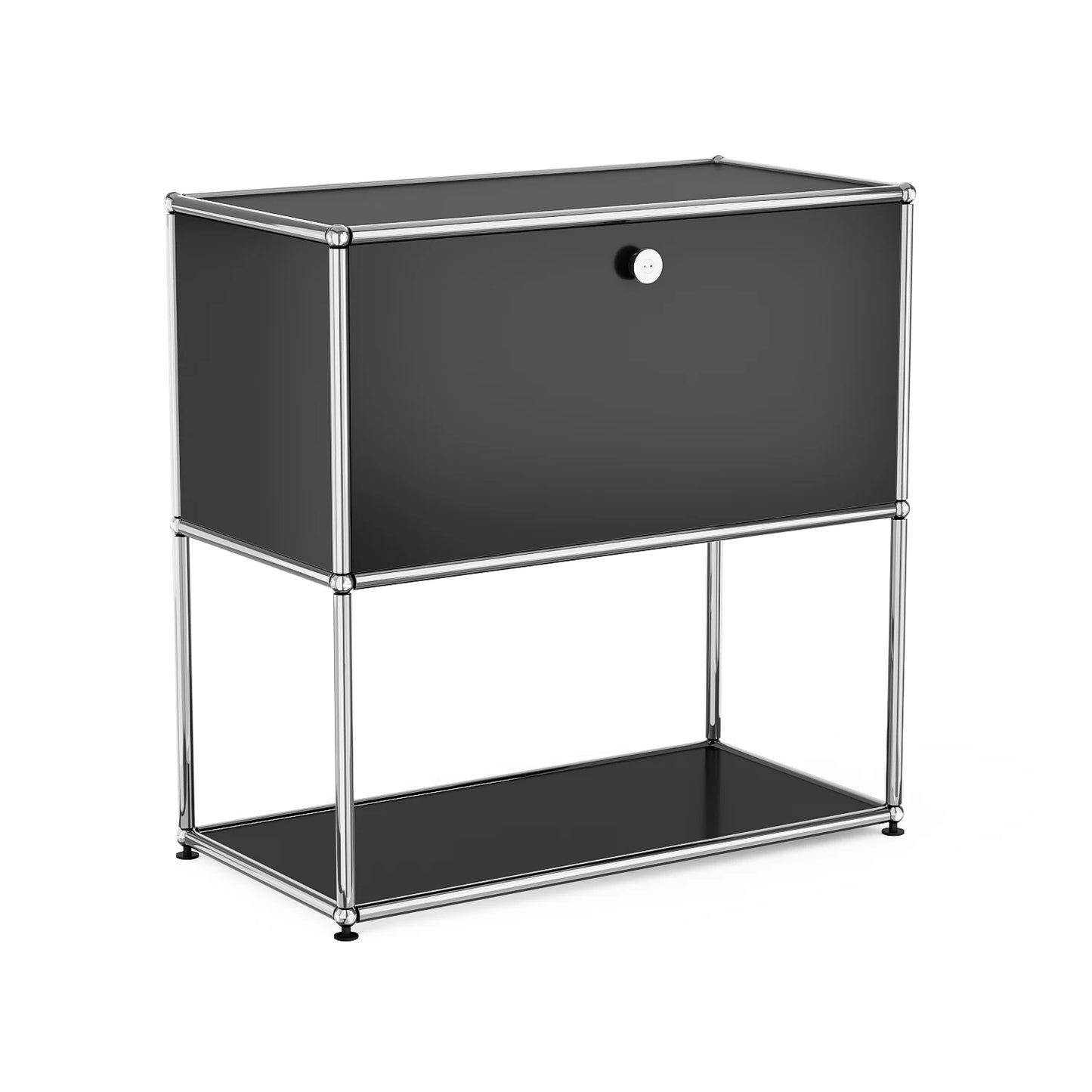 Furgle Modern Modular Nightstand Chrome Metal Frame 2 Tier Storage