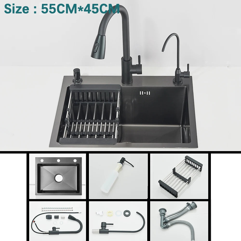 Undermount Stainless Steel Single Bowl Sink Four-Hole With Faucet