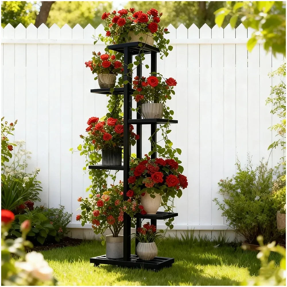 XMSJ Heavy Duty Plant Stand Metal Frame Indoor Outdoor Display