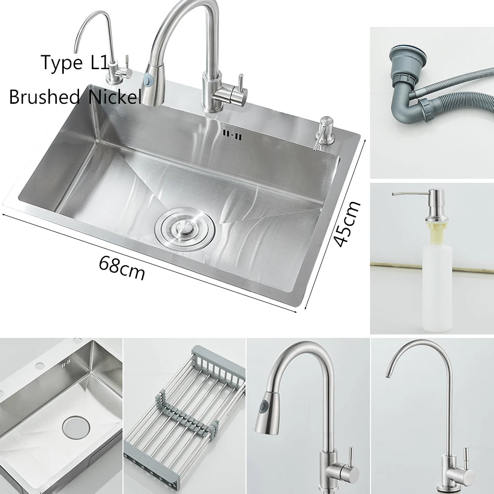 MYQualife Stainless Steel Undermount Kitchen Sink Set With Faucet