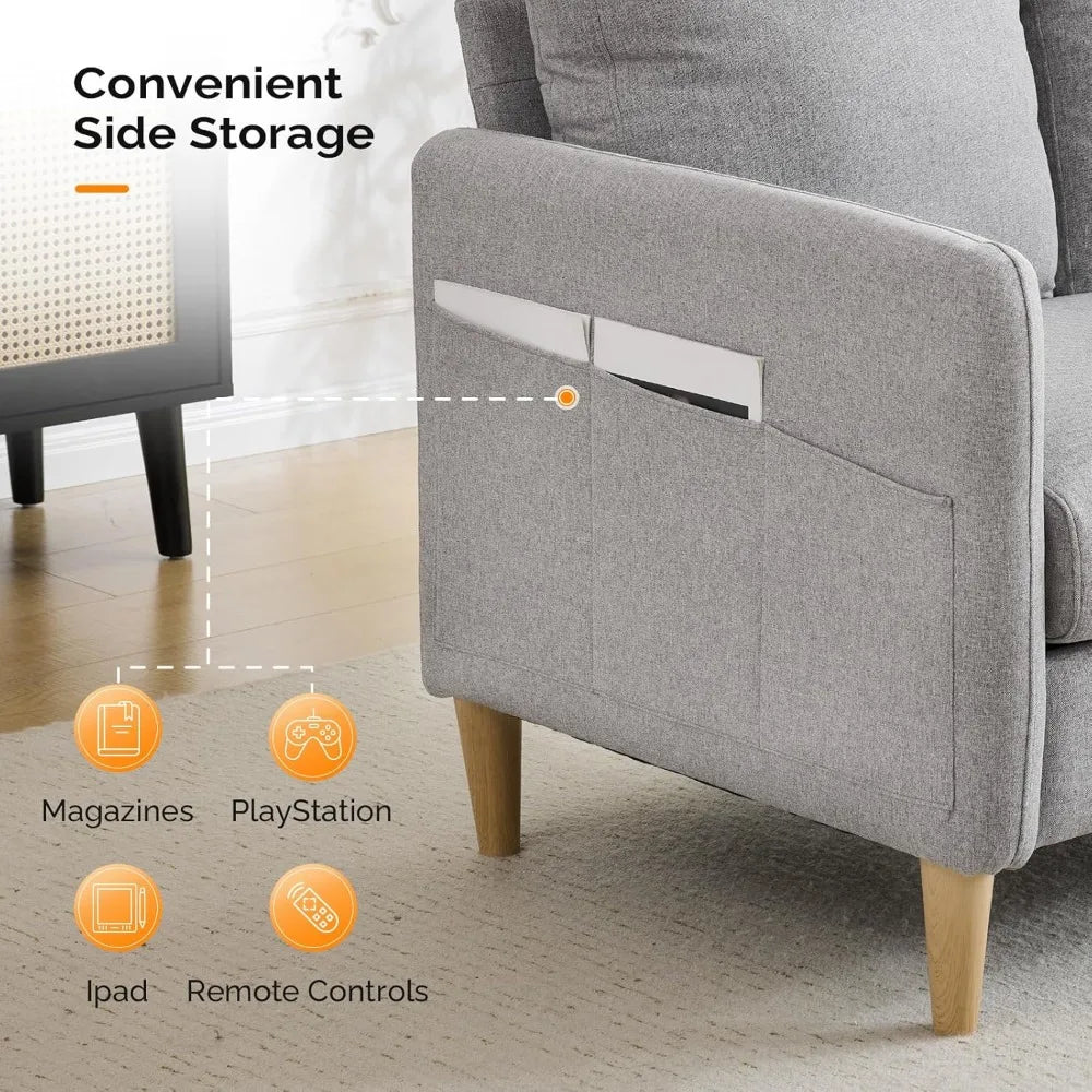 DAFIFY Linen Loveseat Sofa Modern Mid Century Living Room