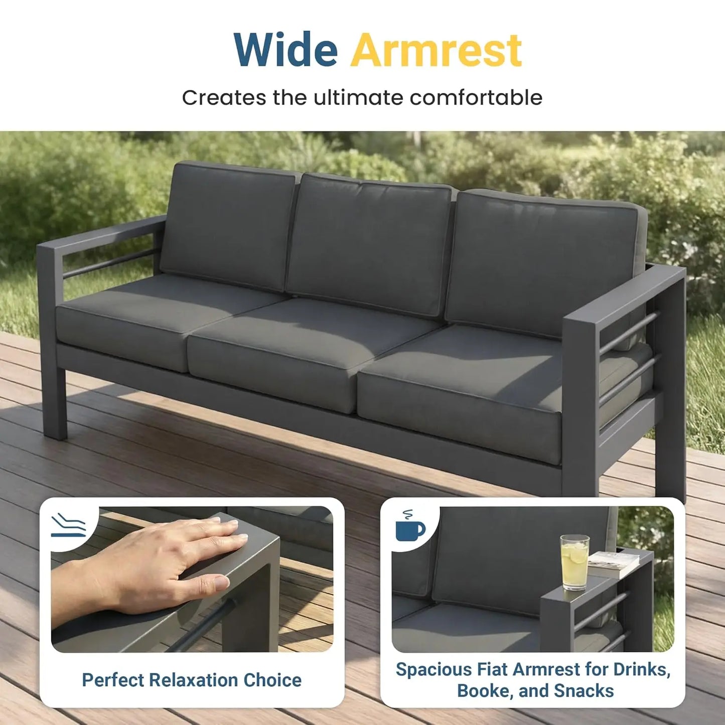 Aluminum Outdoor Patio Furniture Set With Coffee Table Modern Style