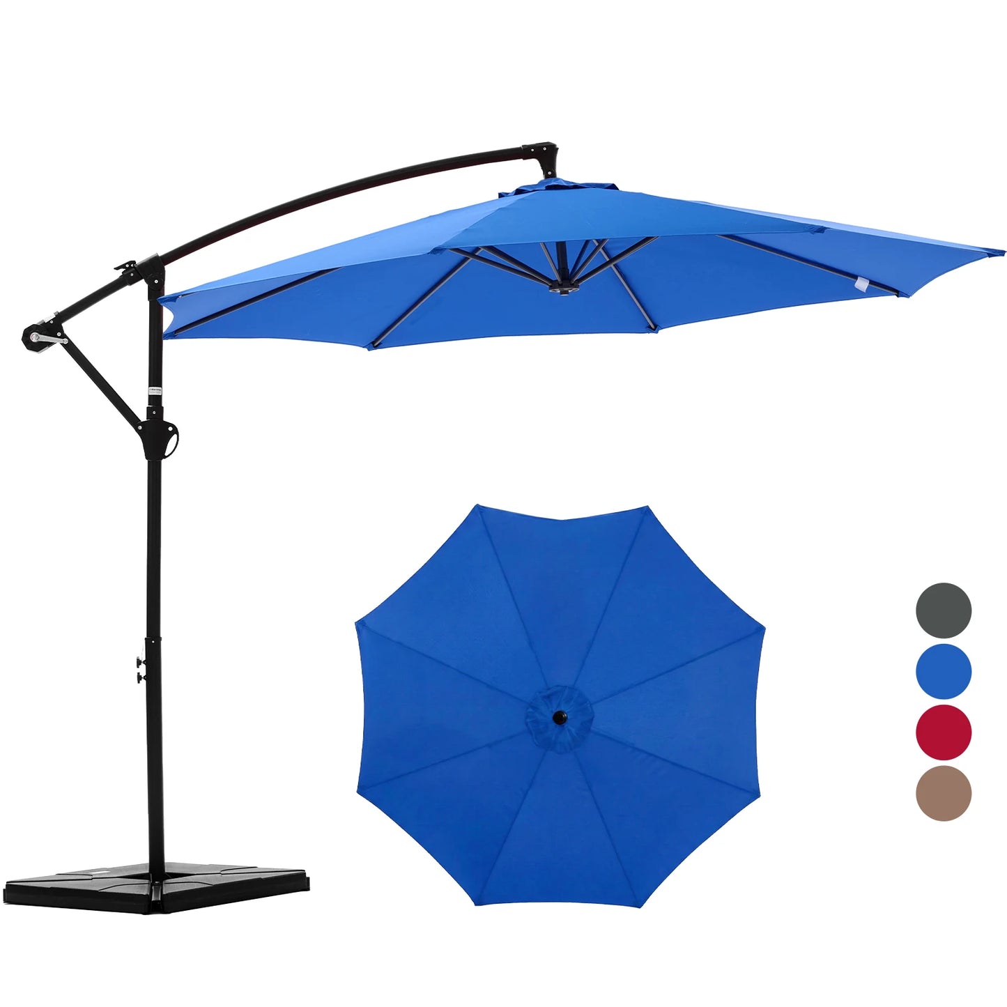 JHK Outdoor Offset Patio Umbrella With Base Cantilever Tilt UV Protection