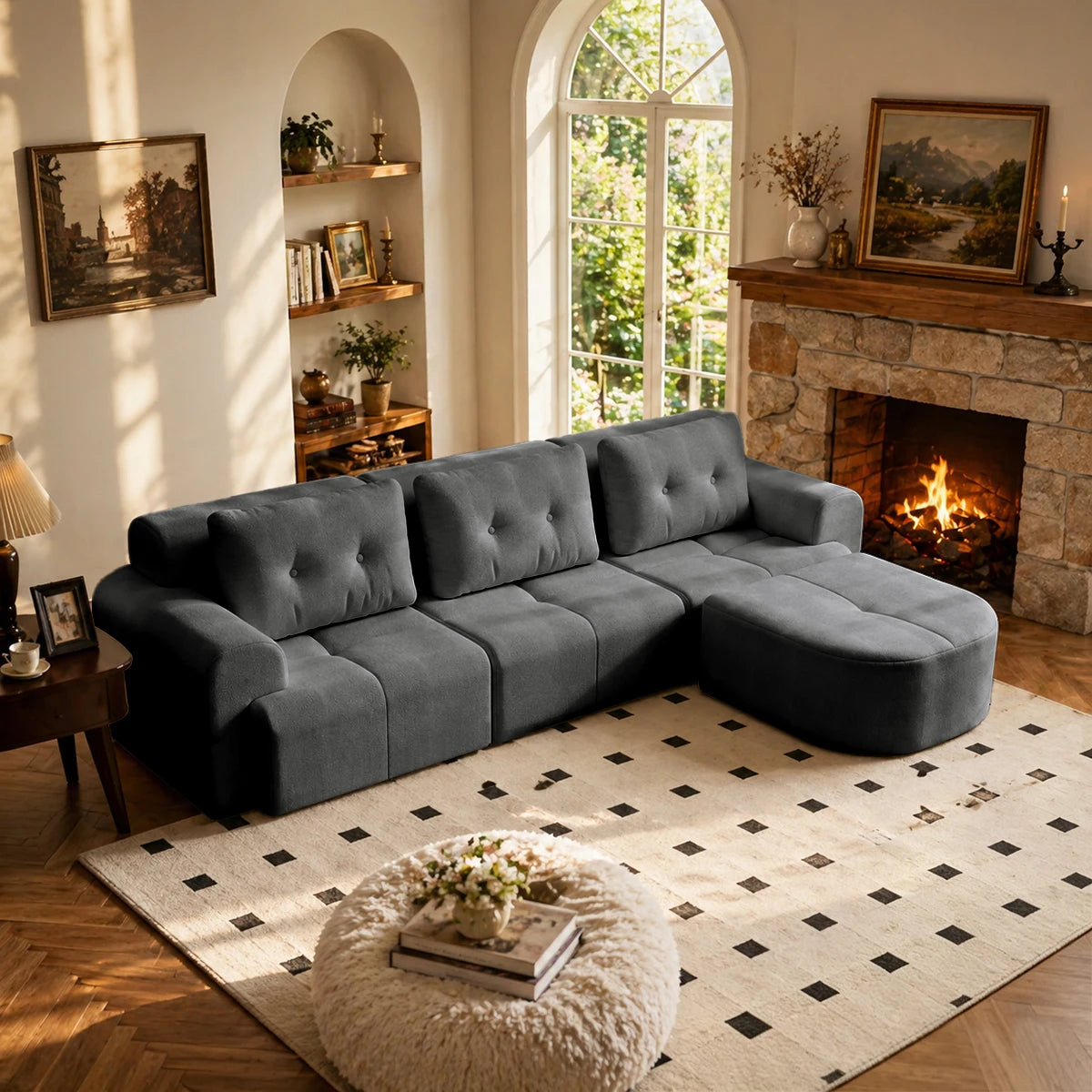 Multifunctional Convertible Modular Sectional Sofa With Chaise Lounge