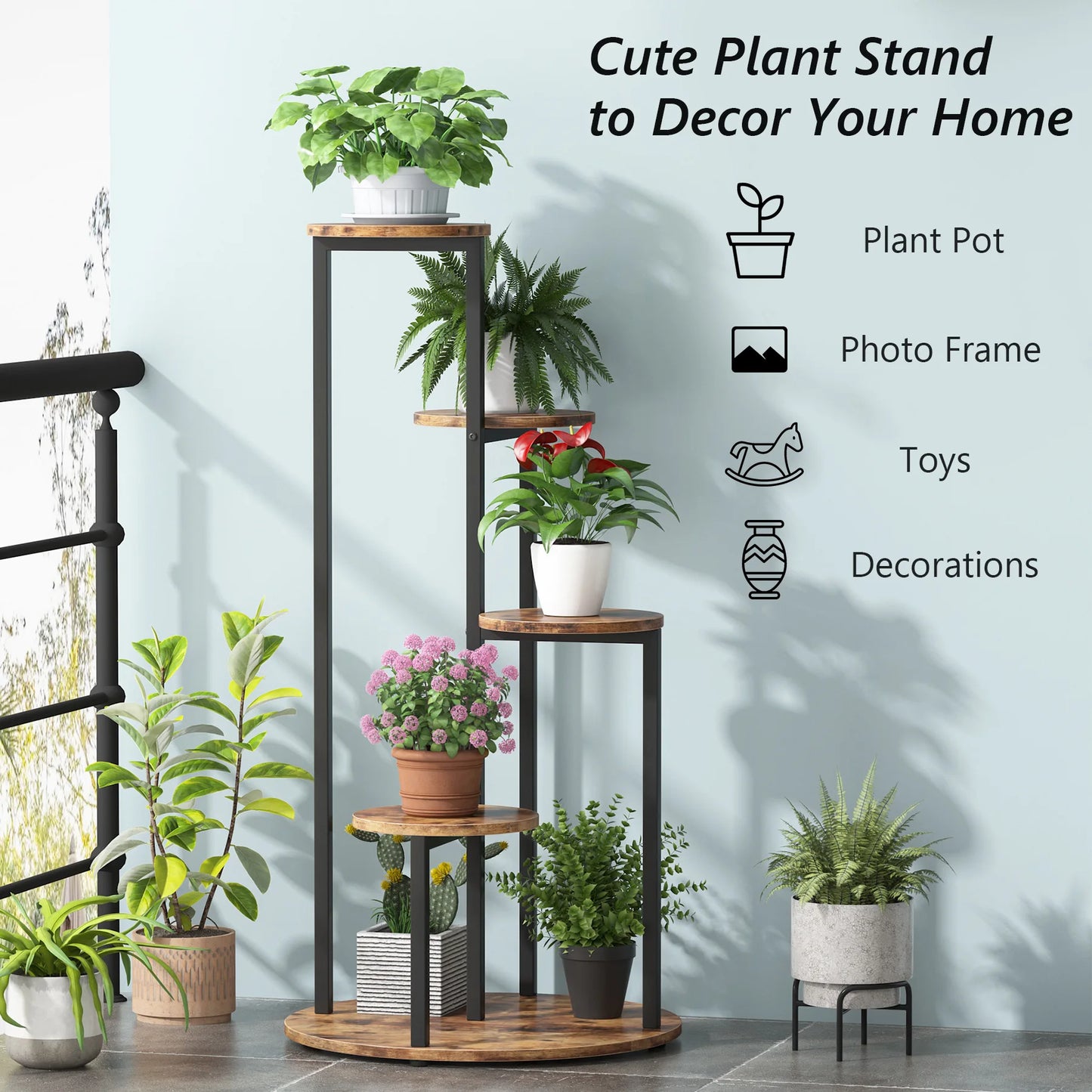 Tribesigns Corner Plant Stand Indoor, 4-Tier Tall Plant Shelf Holders for Multiple Potted Plants, Wood Flower Pot Stands