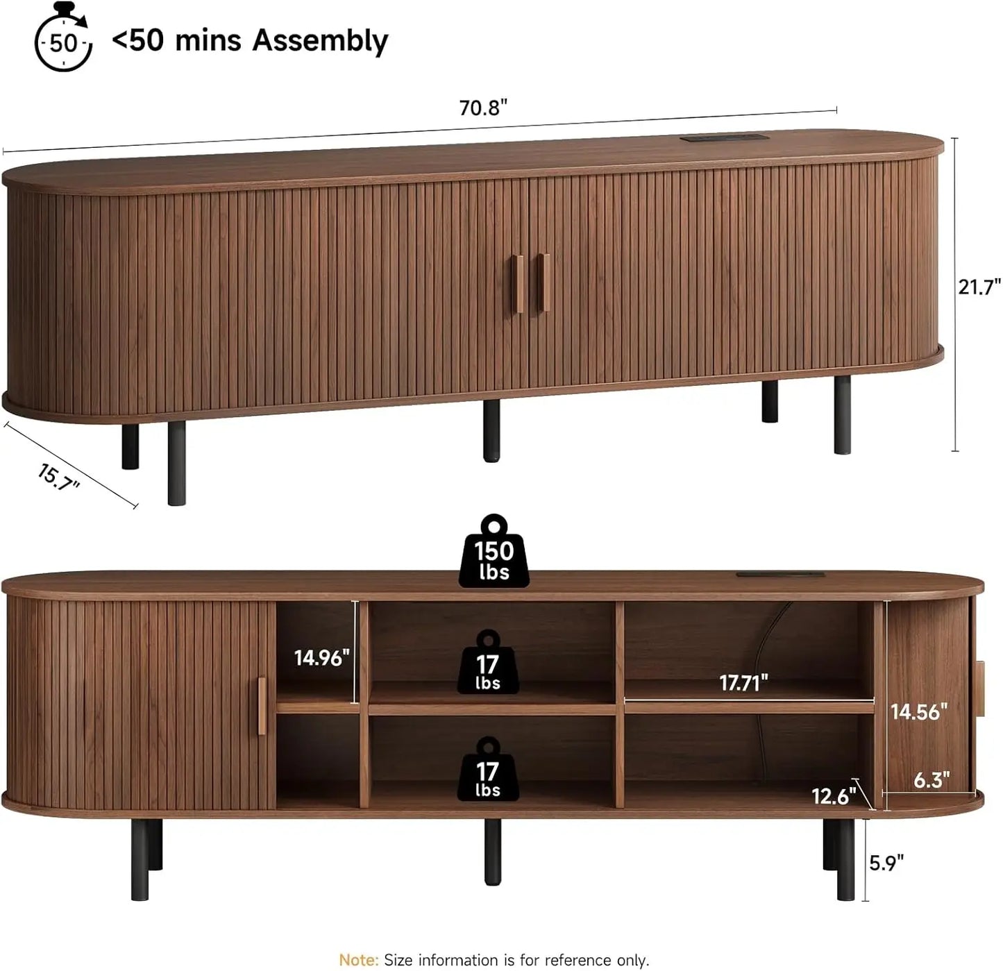 TV Stand With Power Outlet and Sliding Door Storage Entertainment Center