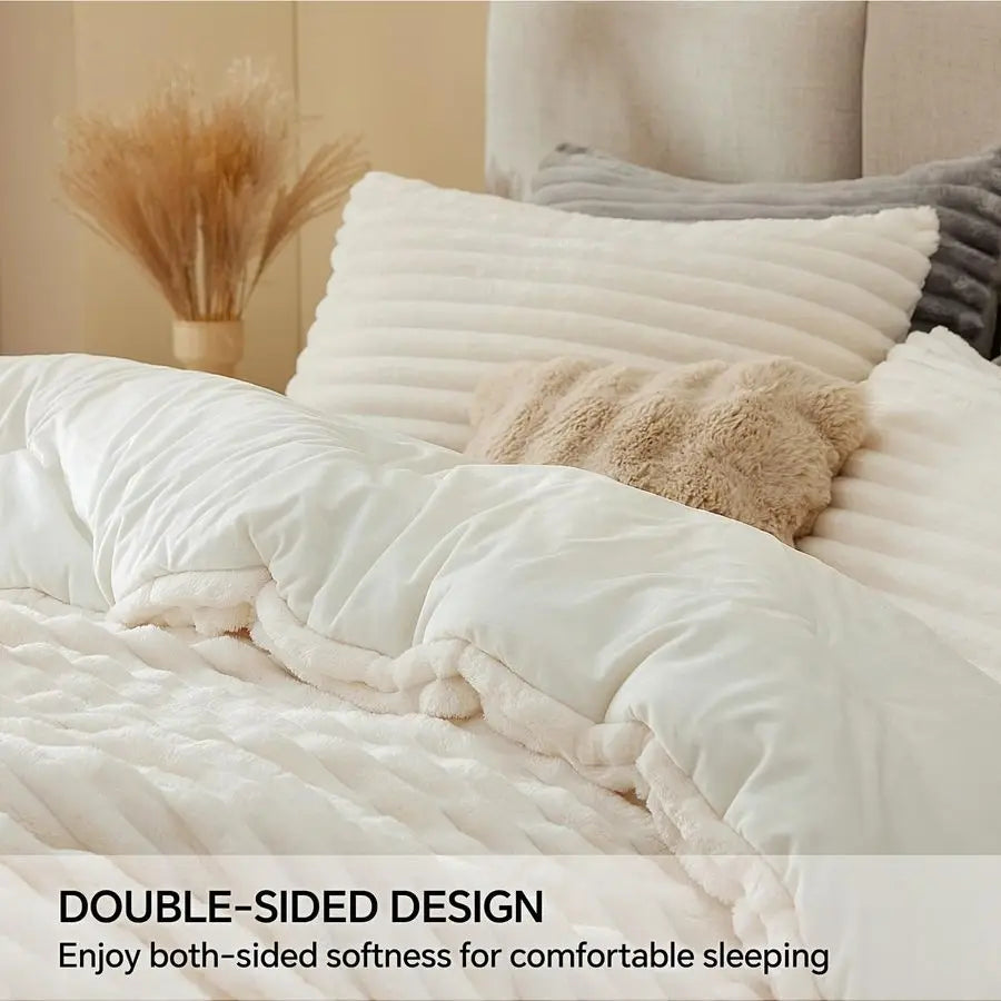 Fleece Comforter Set Warm Plush Bedding For Winter