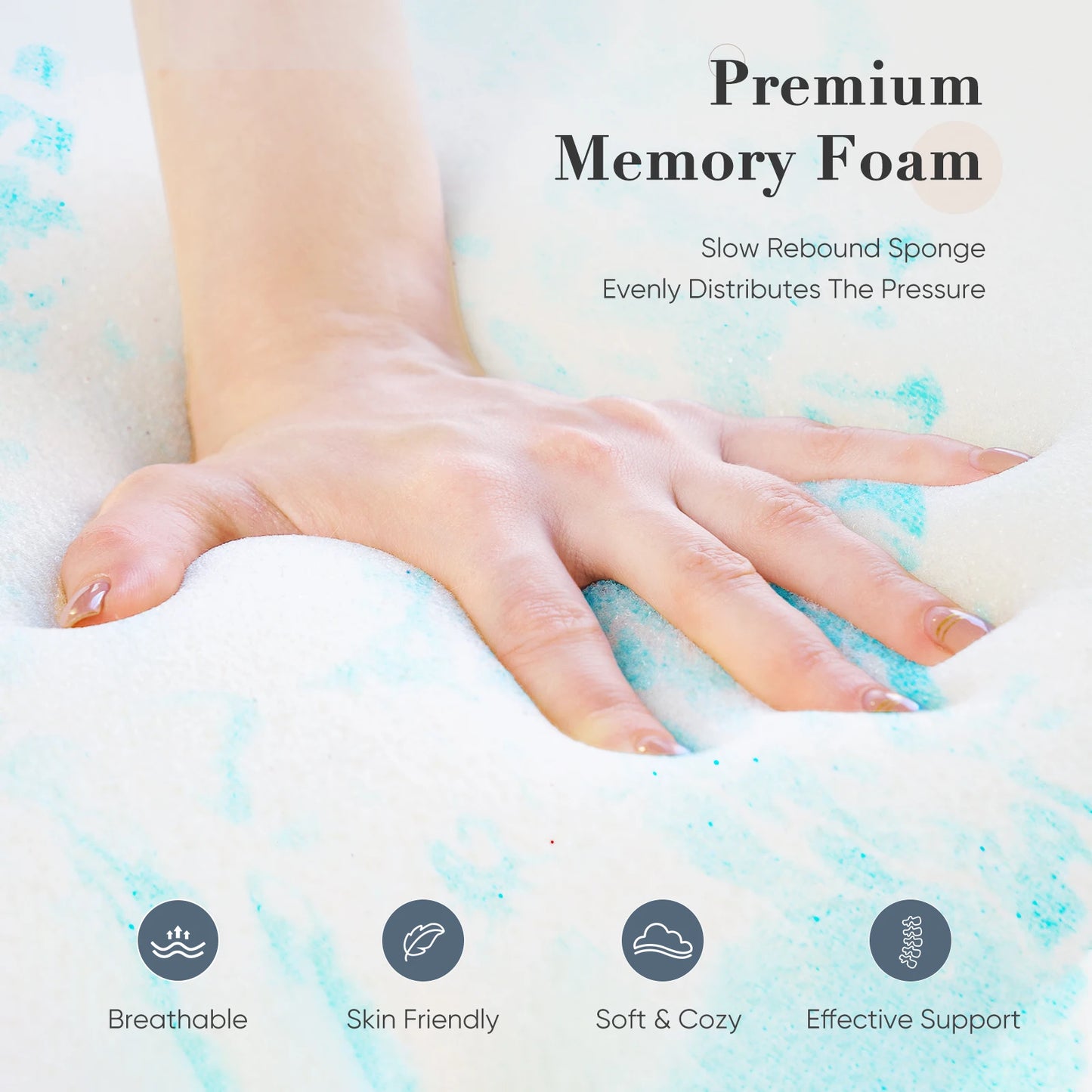 JHK Gel Memory Foam Mattress Topper Cooling Soft Breathable