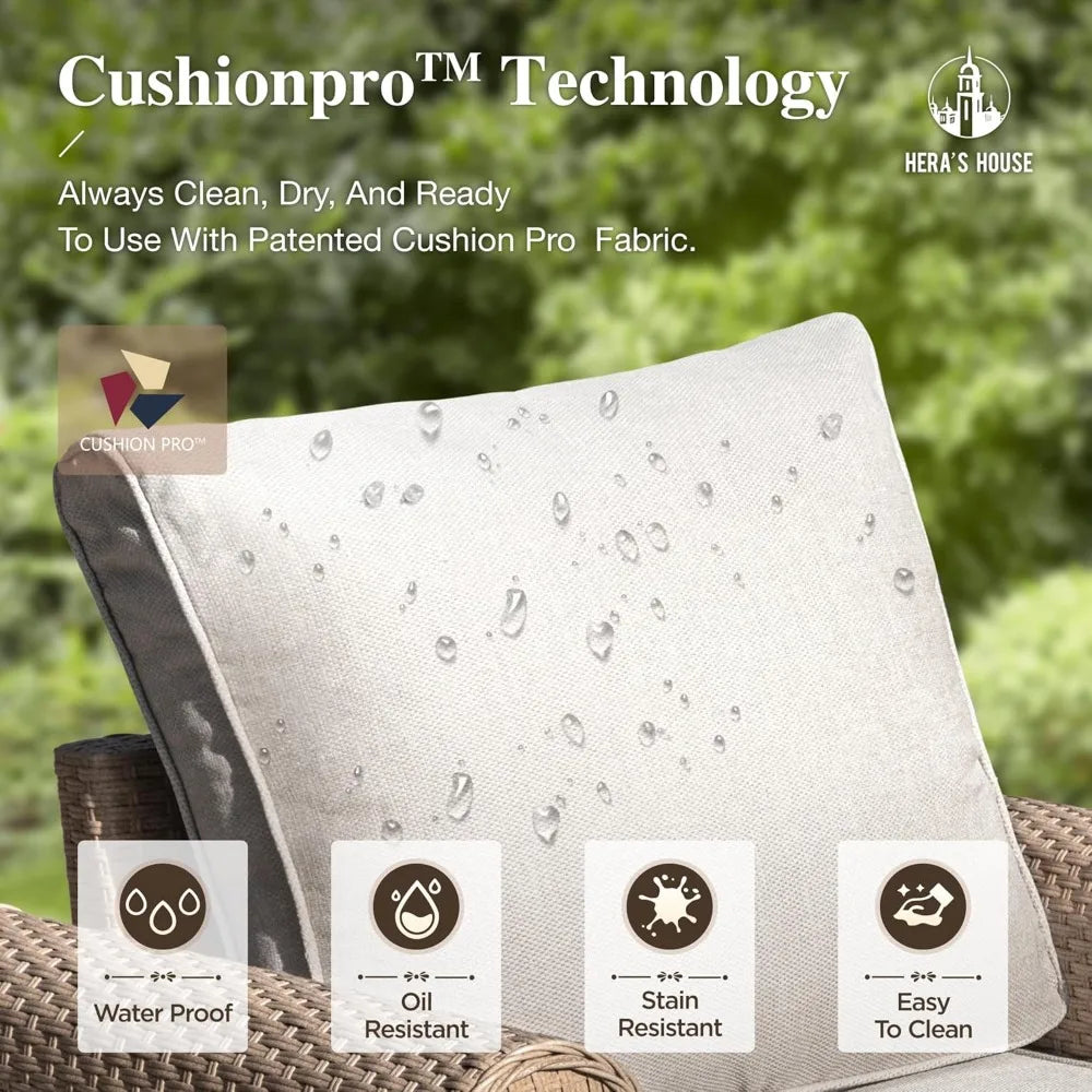 8 Pieces Patio Furniture Set, All Weather 9 Seats Outdoor Wicker Sofa with Ottomans, Rattan Patio Conversation Set